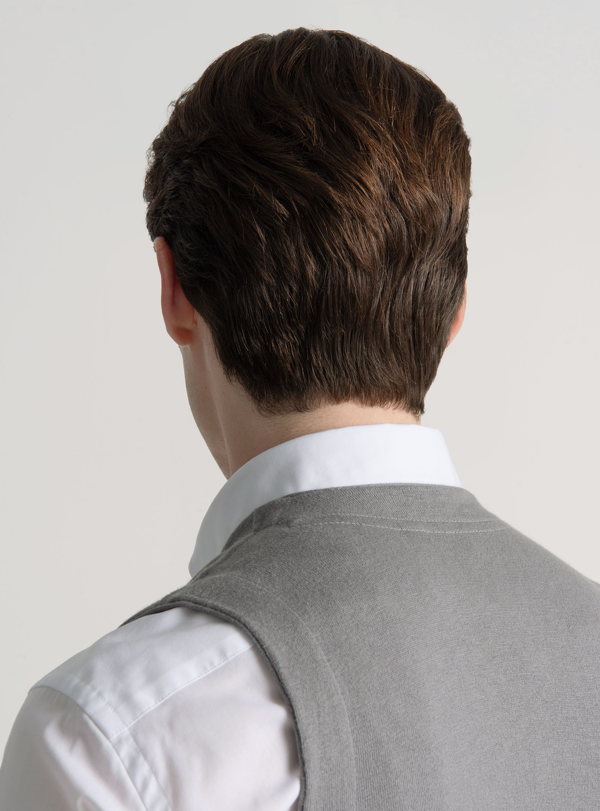 Double-breasted cotton and cashmere knit gilet, GREY