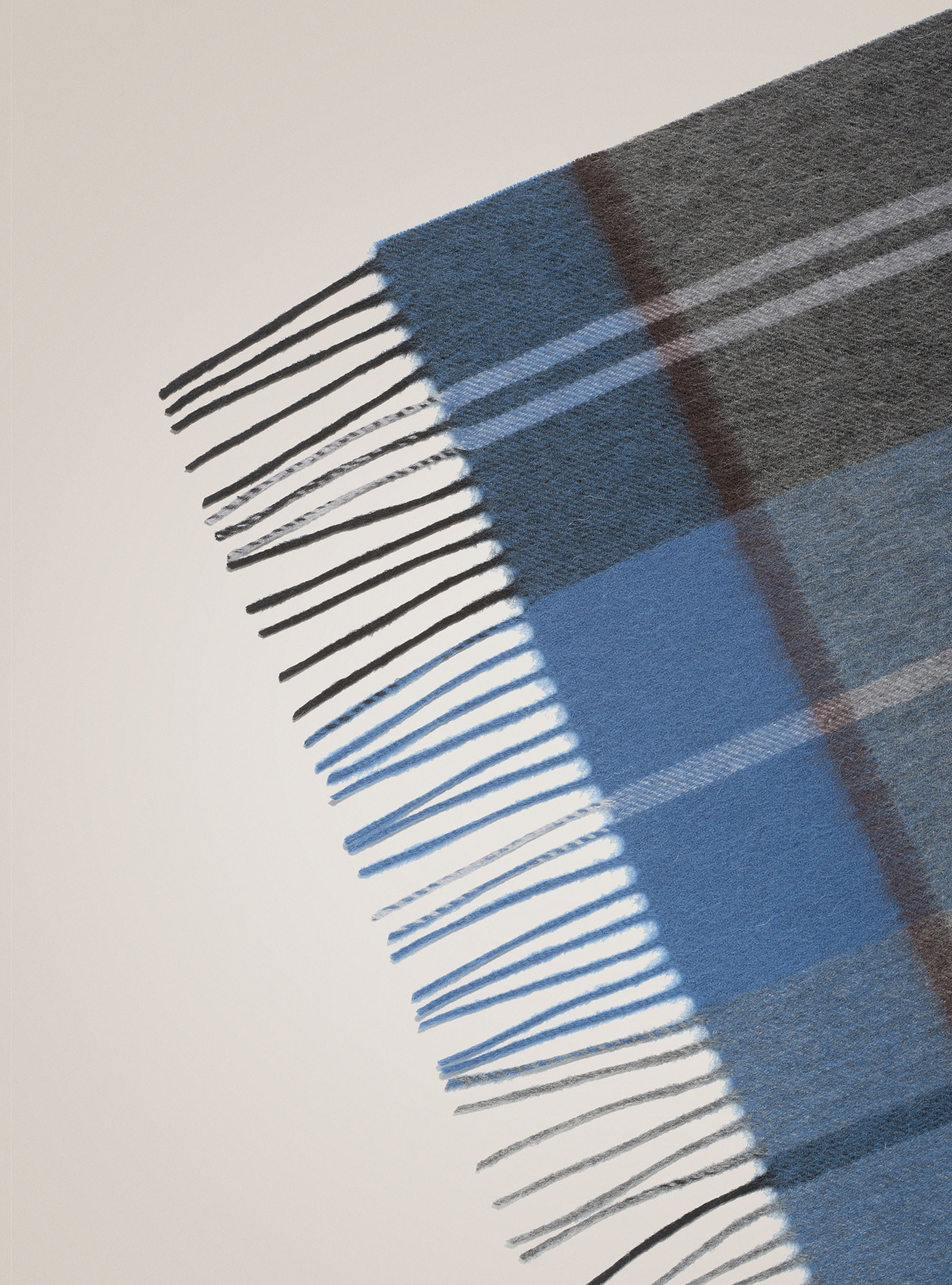 Sciarpa a quadri in lana e cashmere, BLU NAVY