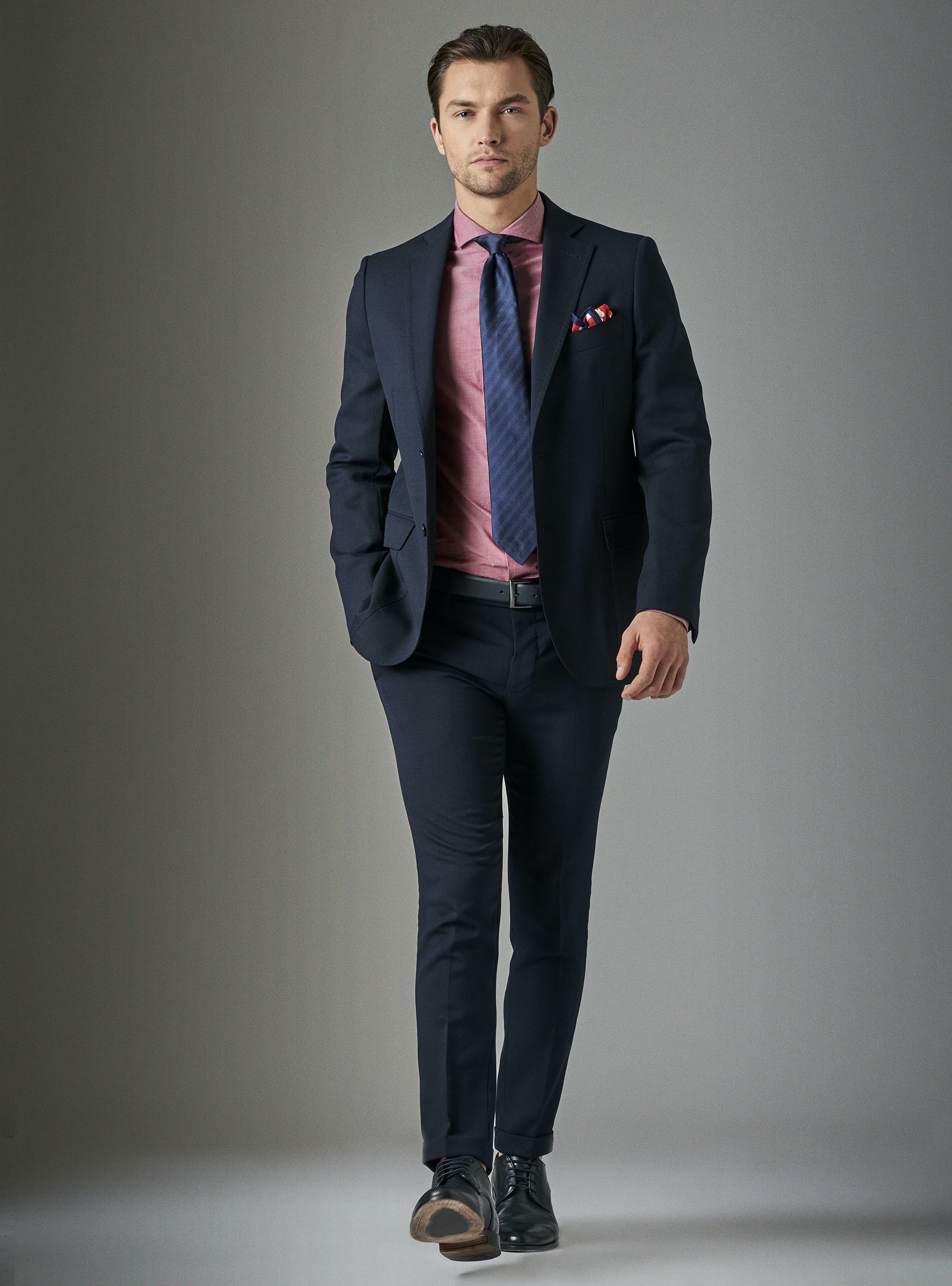 Pantaloni da abito micro texture, BLU NAVY