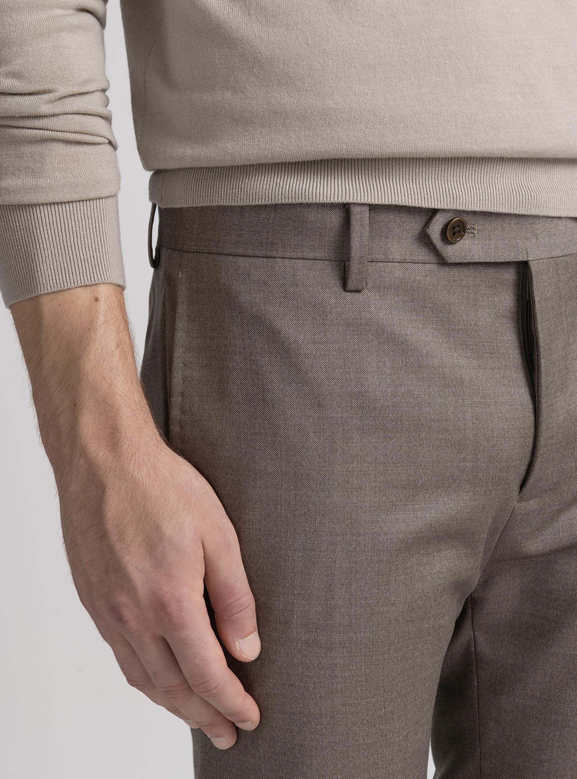 Pantaloni in pura lana superfine 110's, SABBIA