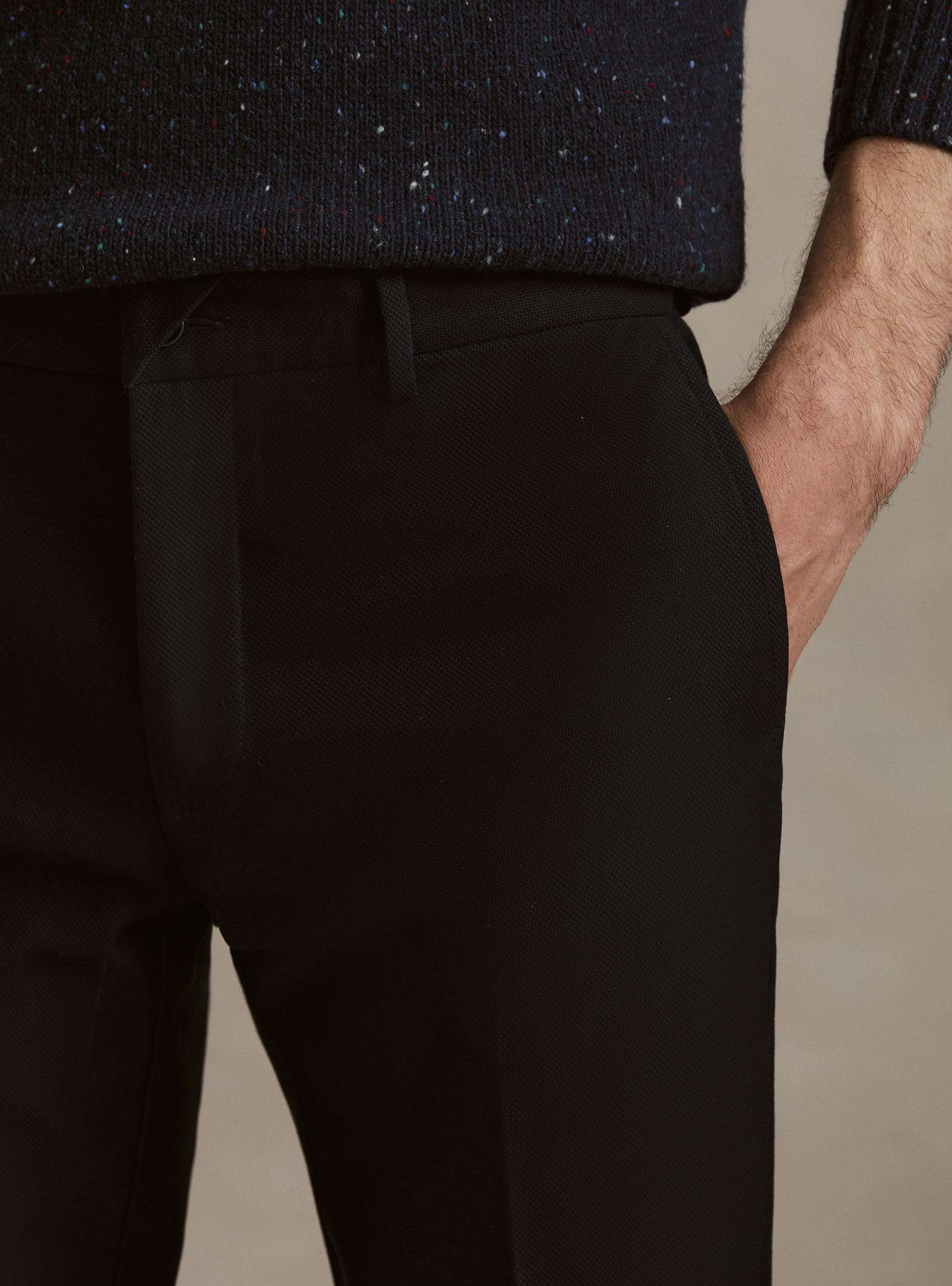 Pantaloni chino in cotone armaturato, BLU NAVY