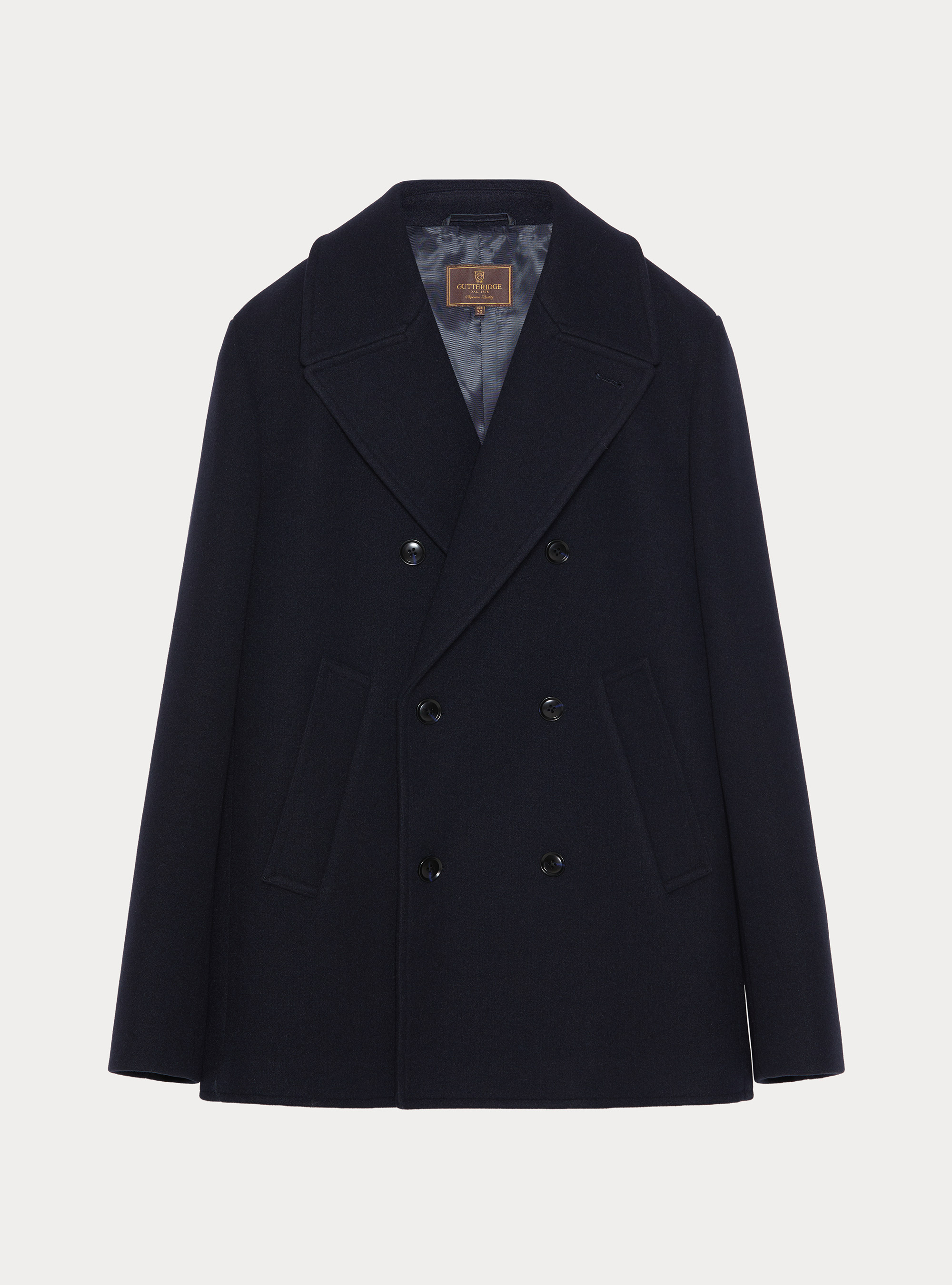 Peacoat doppiopetto tinta unita, NAVY BLUE