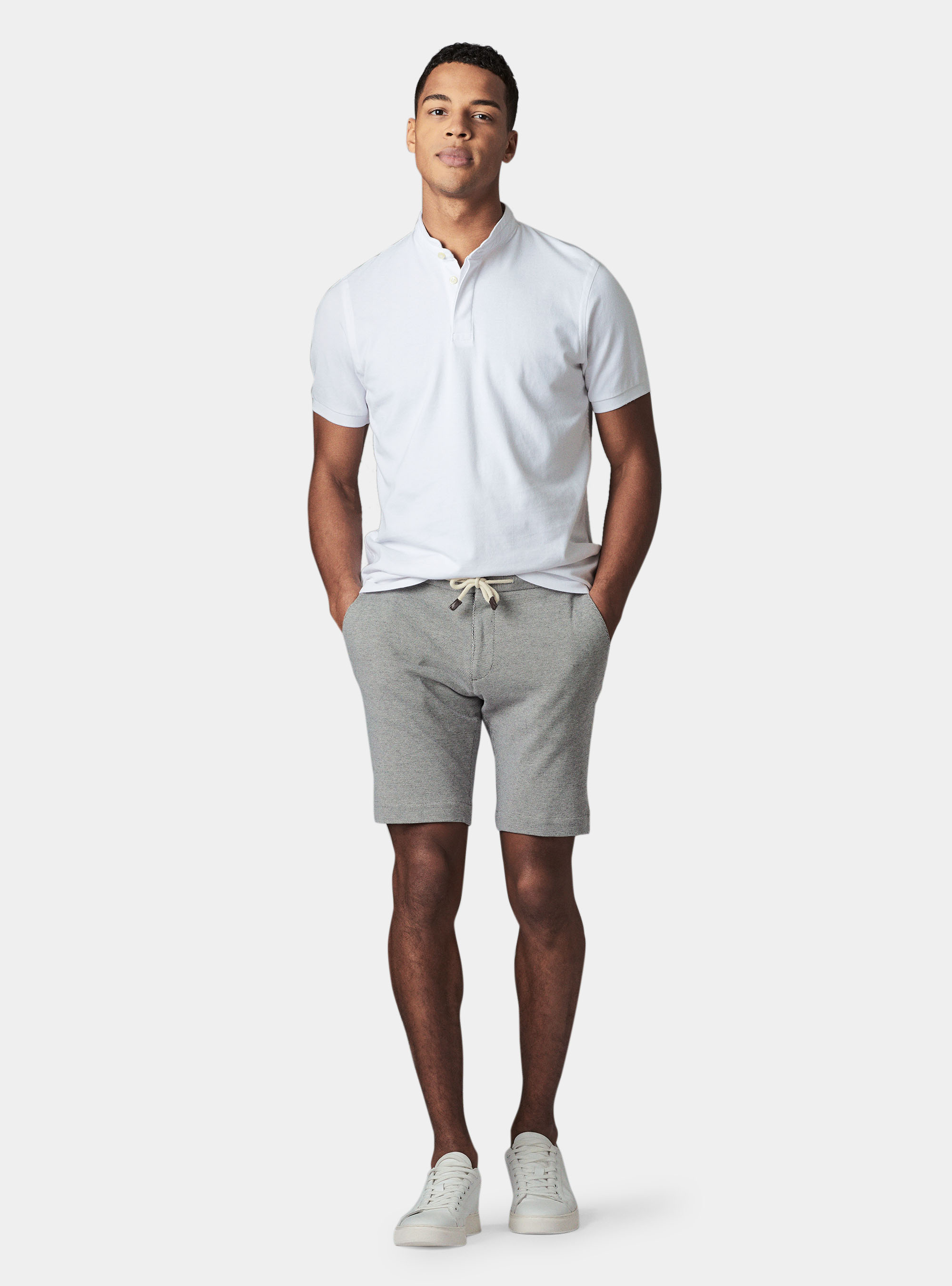 Polo con cuello coreano, BLANCO