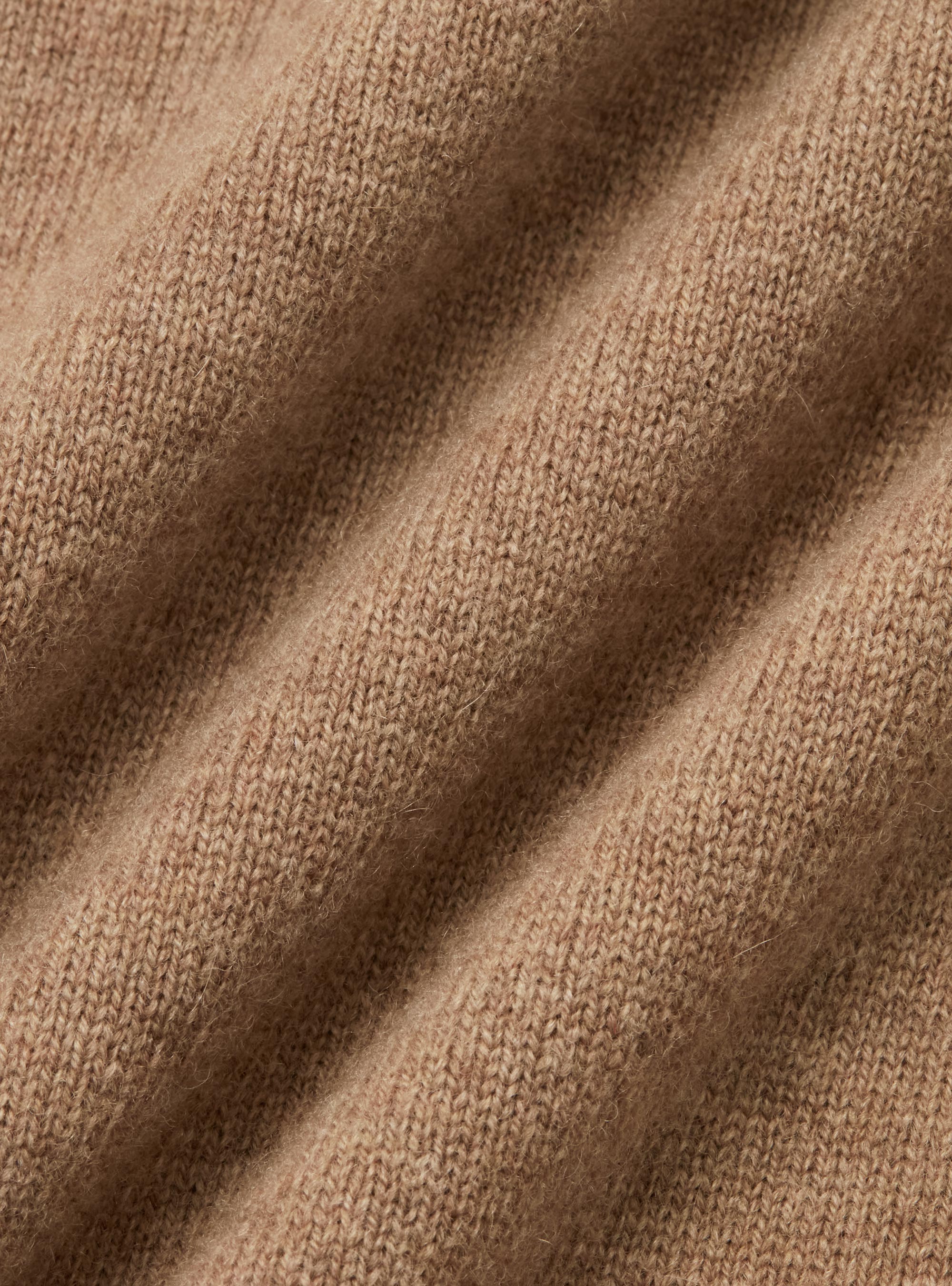 Cardigan in maglia con zip in lana lambswool e cashmere, CAMMELLO 0570C