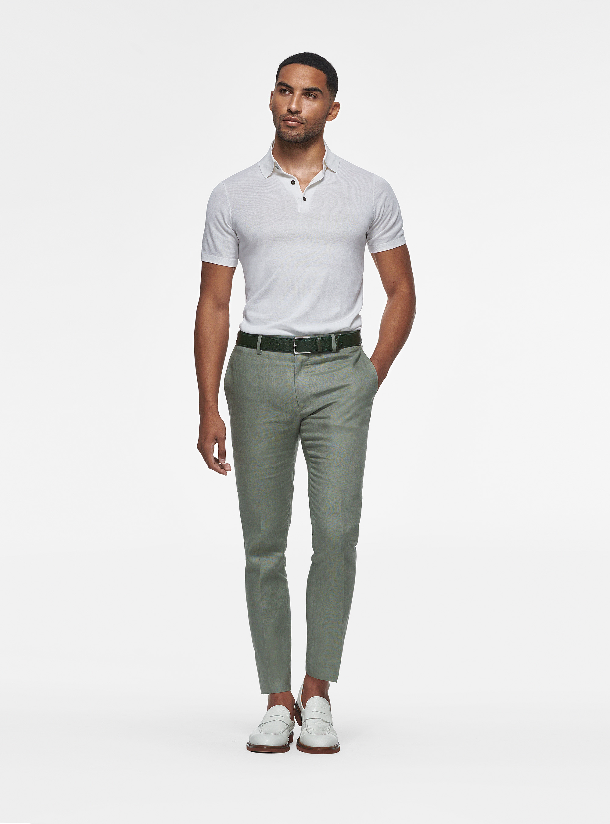 Polo in maglia seta e cotone, BIANCO