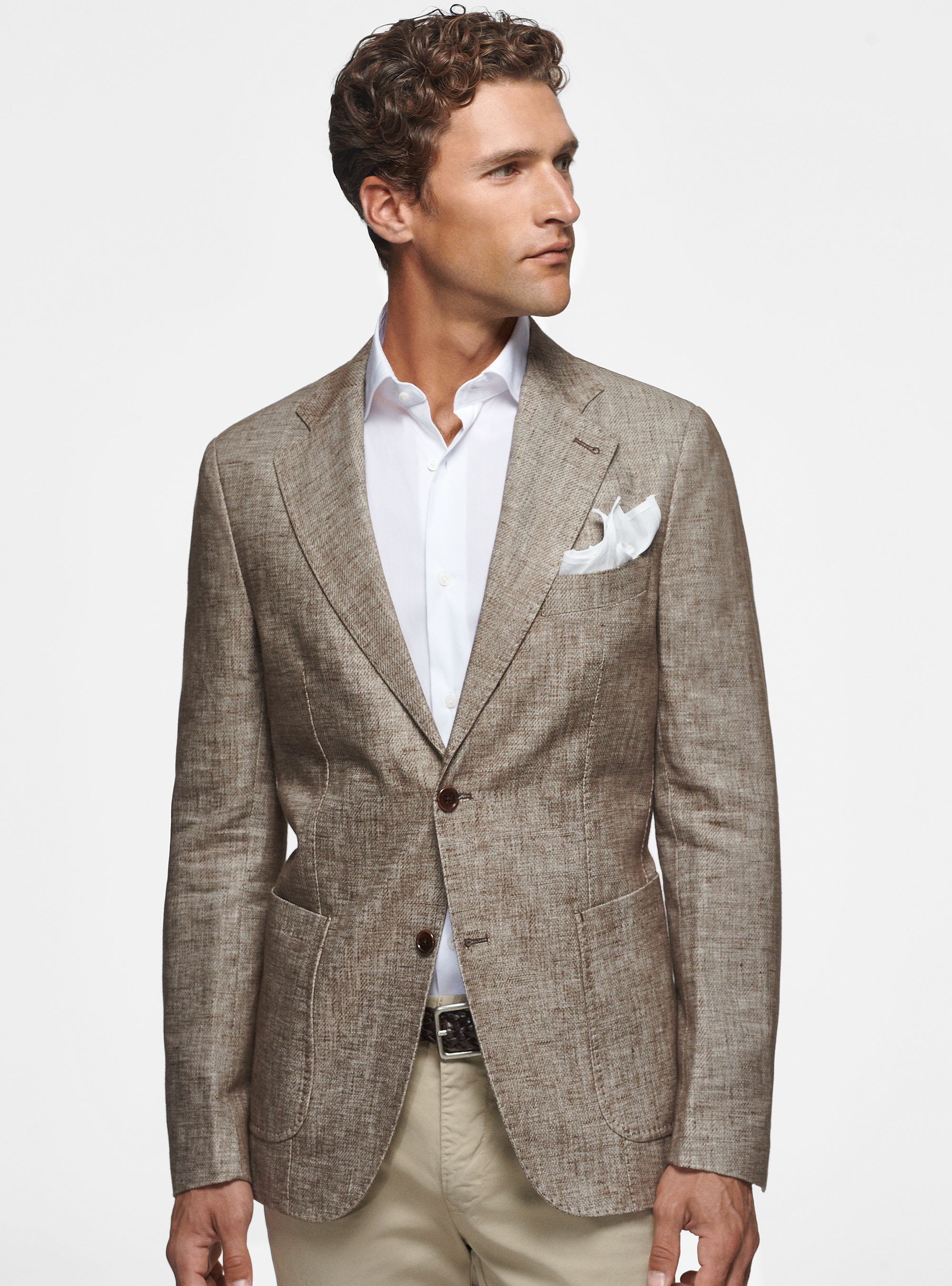 Gutteridge - Giacca in lino e cotone fiammato, Unisex, Marrone, Taglia: 44