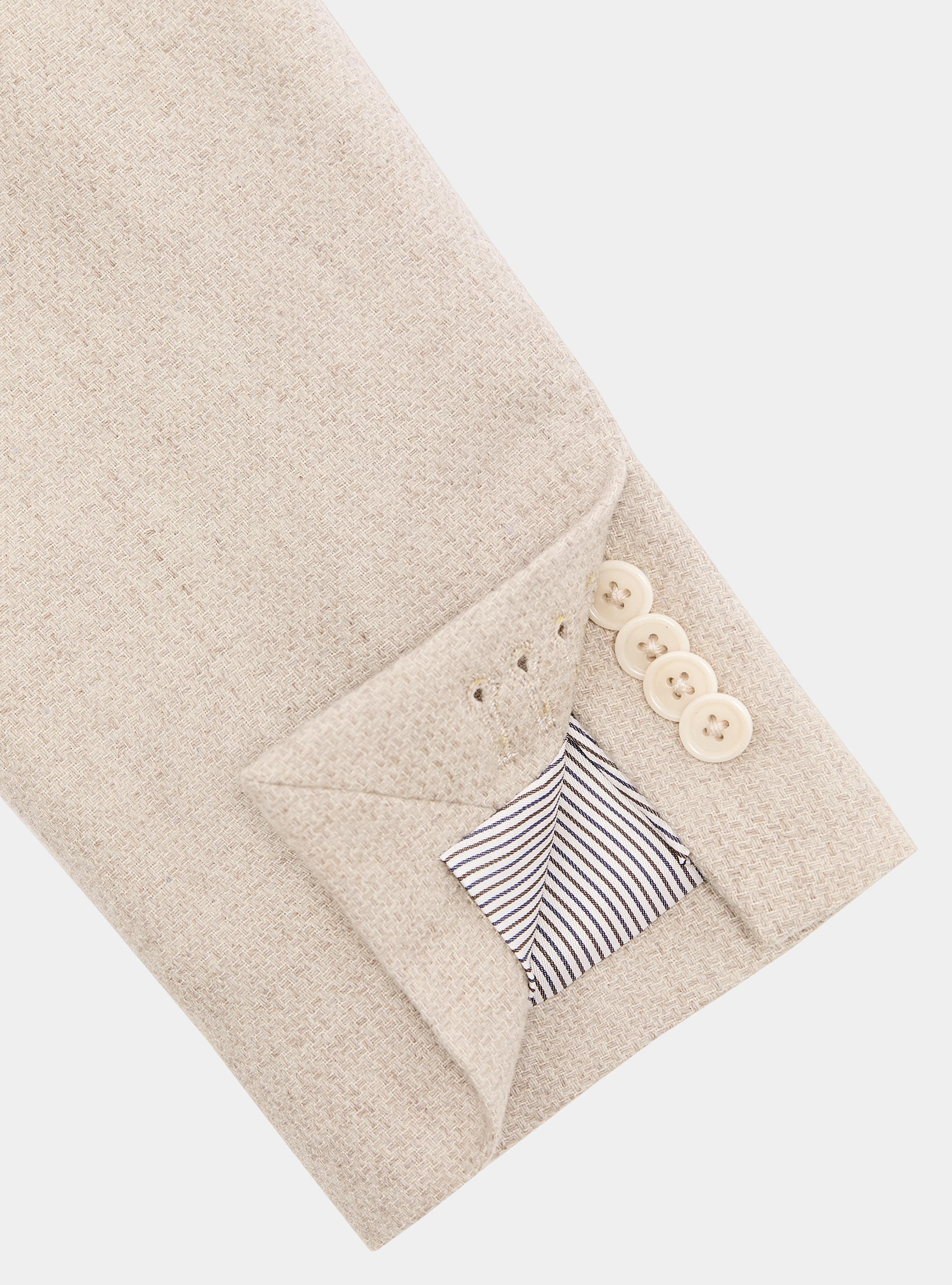 Giacca hopsack in lana cotone e cashmere, ECRU