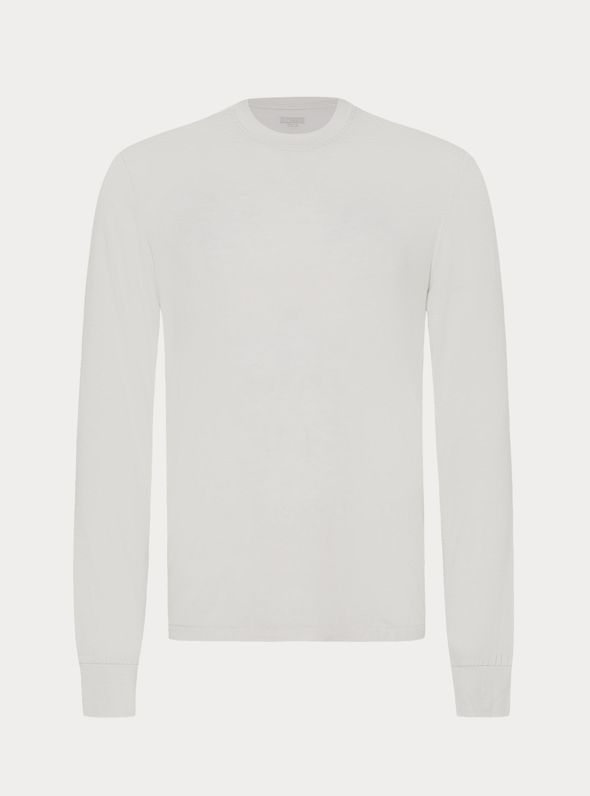 T-shirt manica lunga in misto cashmere, 0055C OFF WHITE