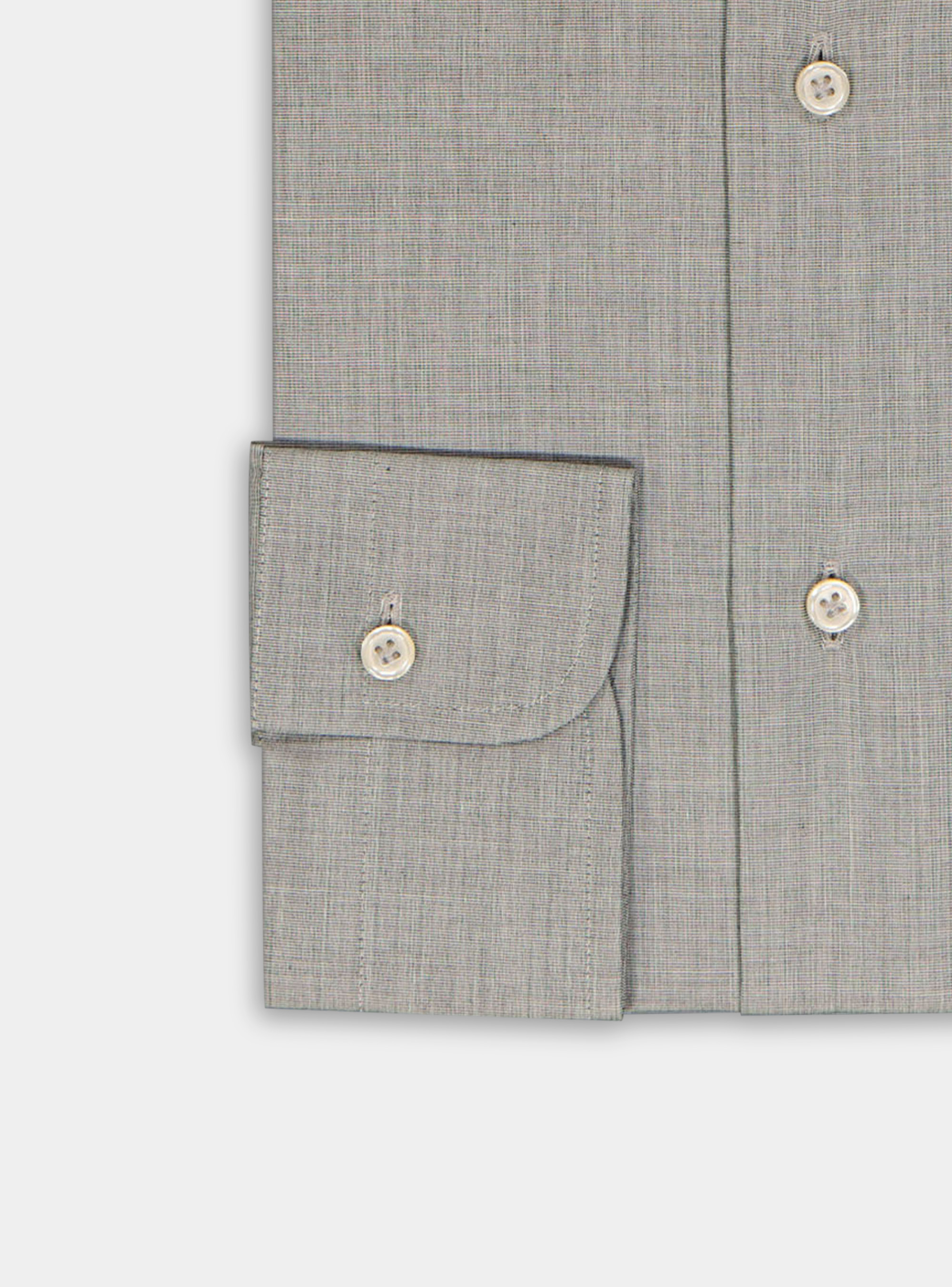 Camicia fil a fil collo francese, GRIGIO CHIARO MELANGE