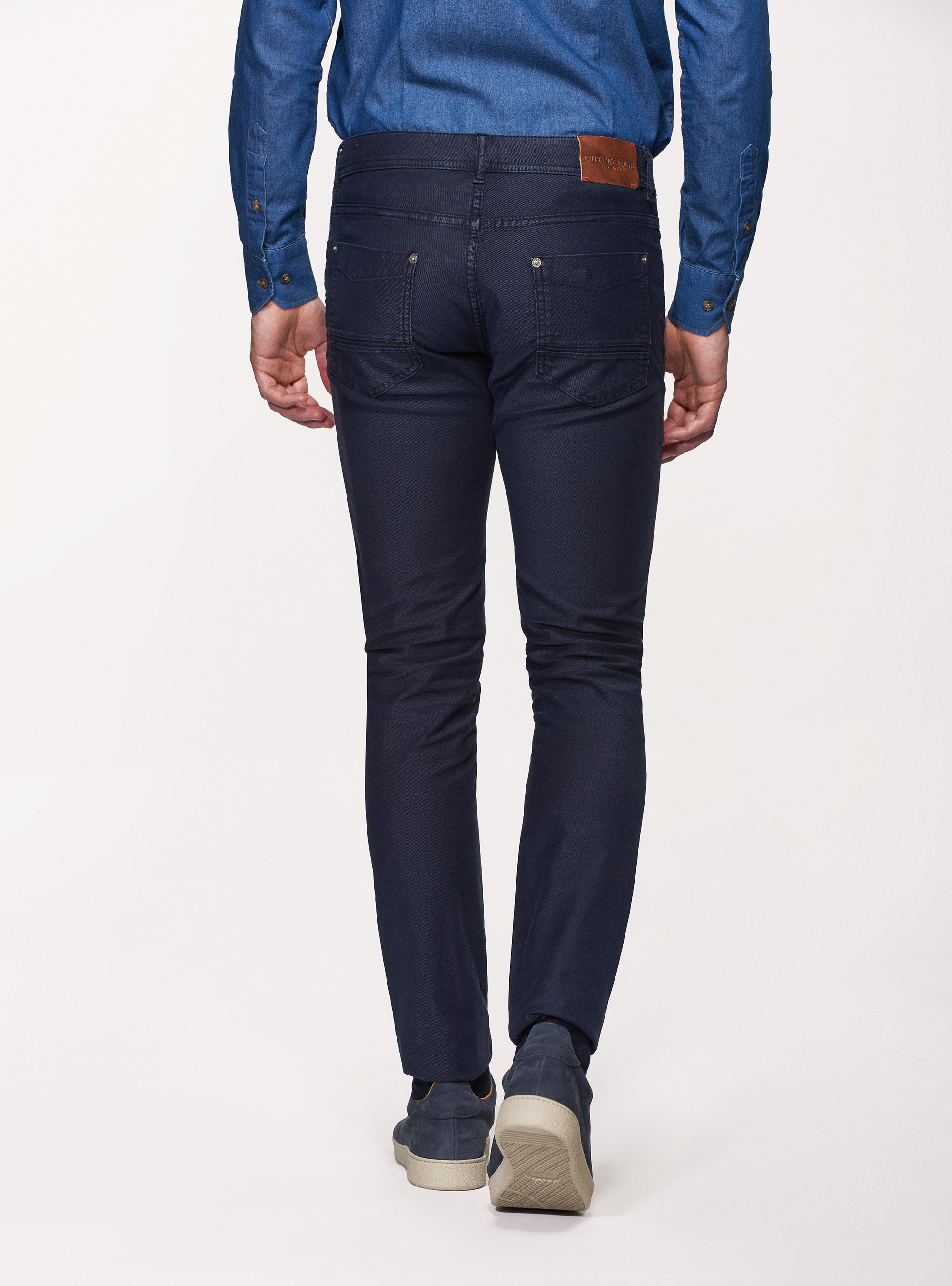 Pantaloni 5 tasche in twill garment dyed, BLU NAVY