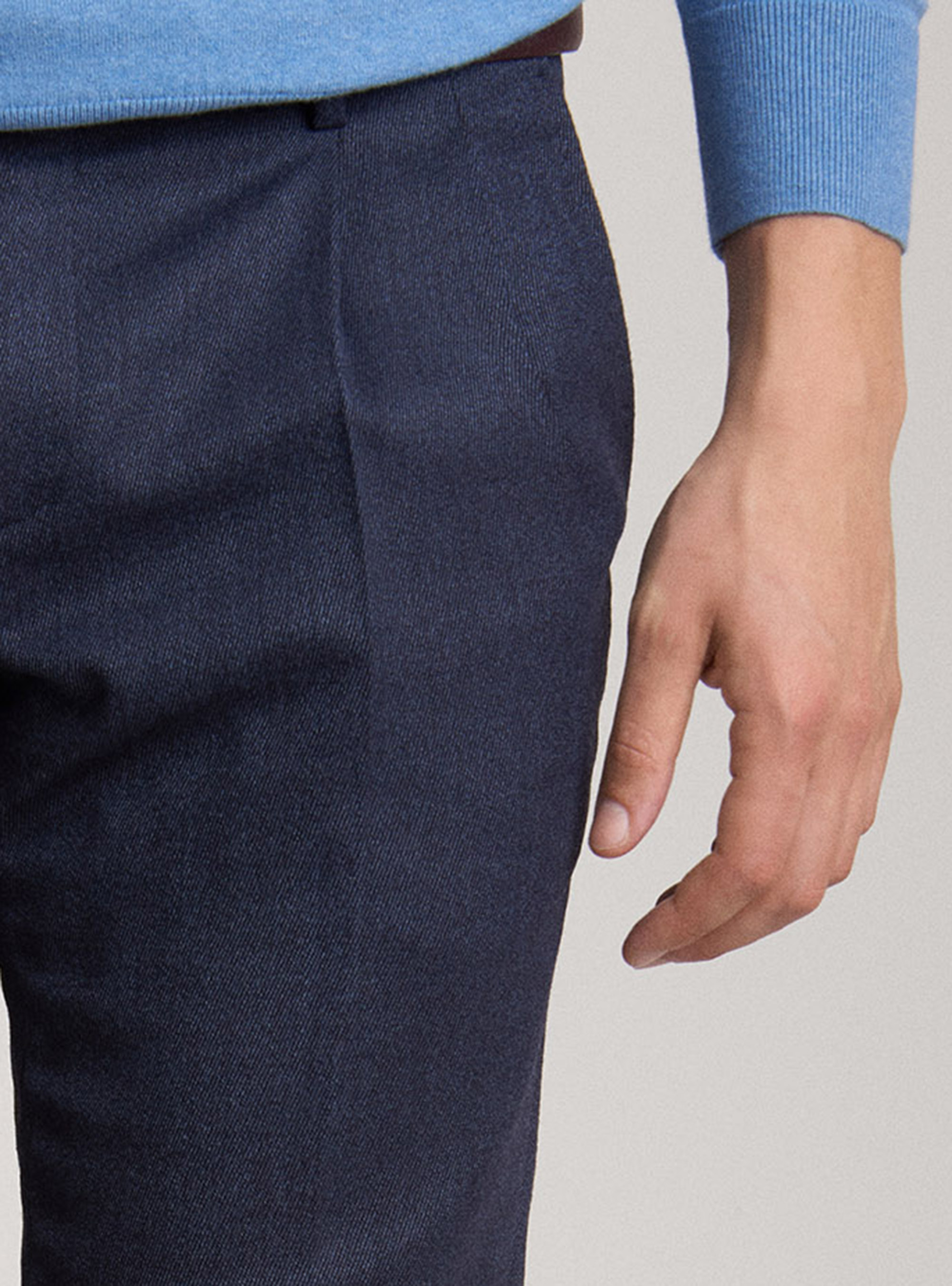 Pantaloni in twill di lana con doppia pinces, INCHIOSTRO