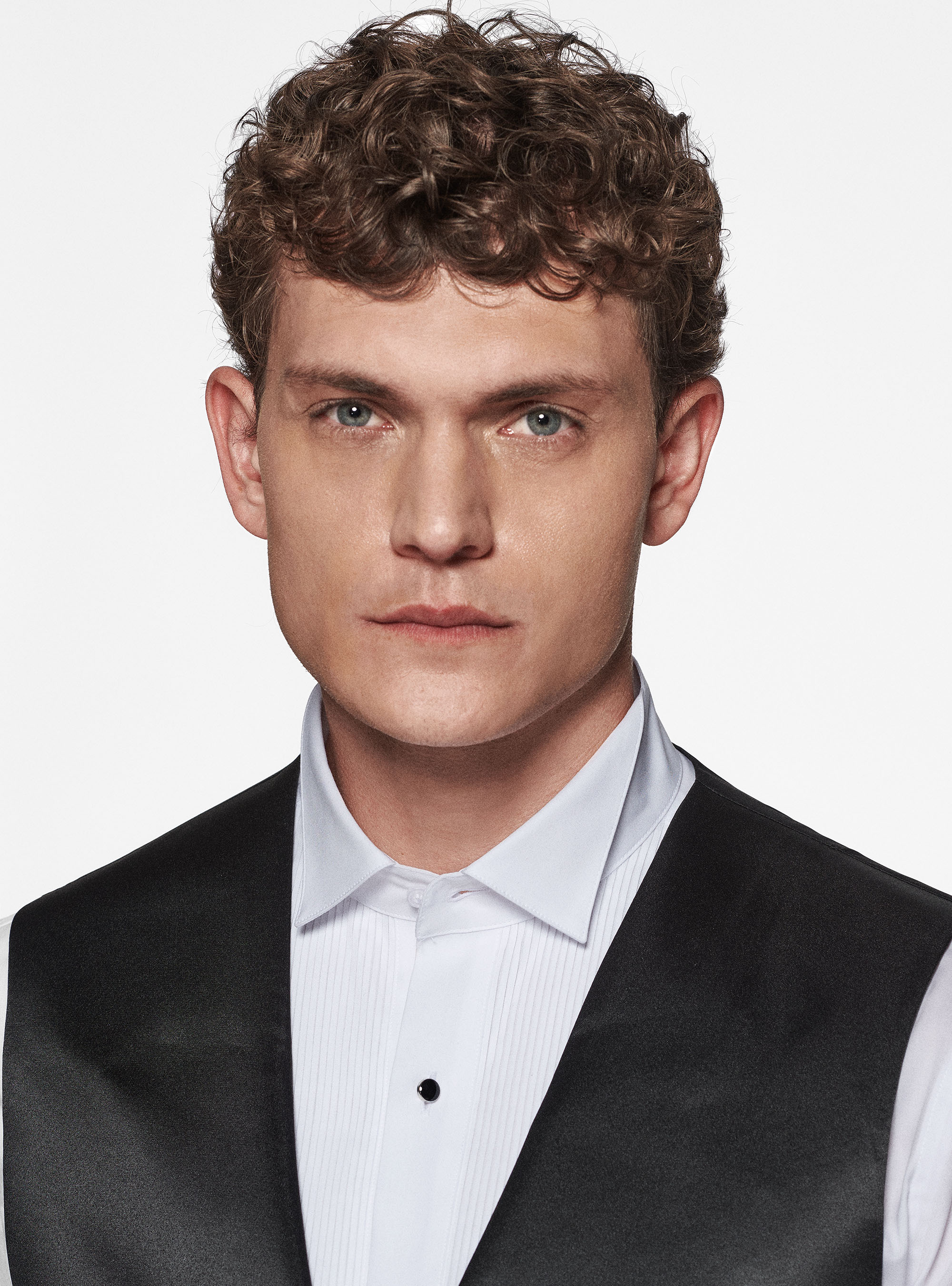 Chaleco smoking de raso, NEGRO