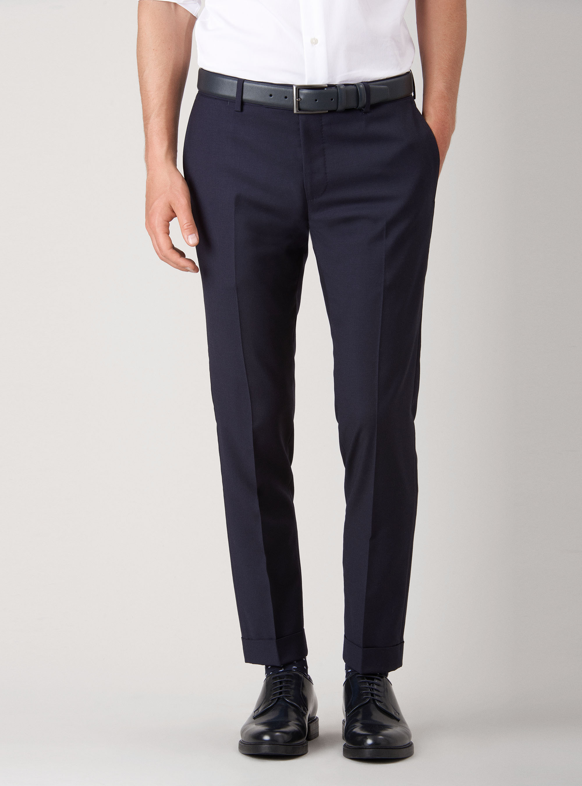 Pantaloni per abito pura lana superfine 120's, BLU NAVY