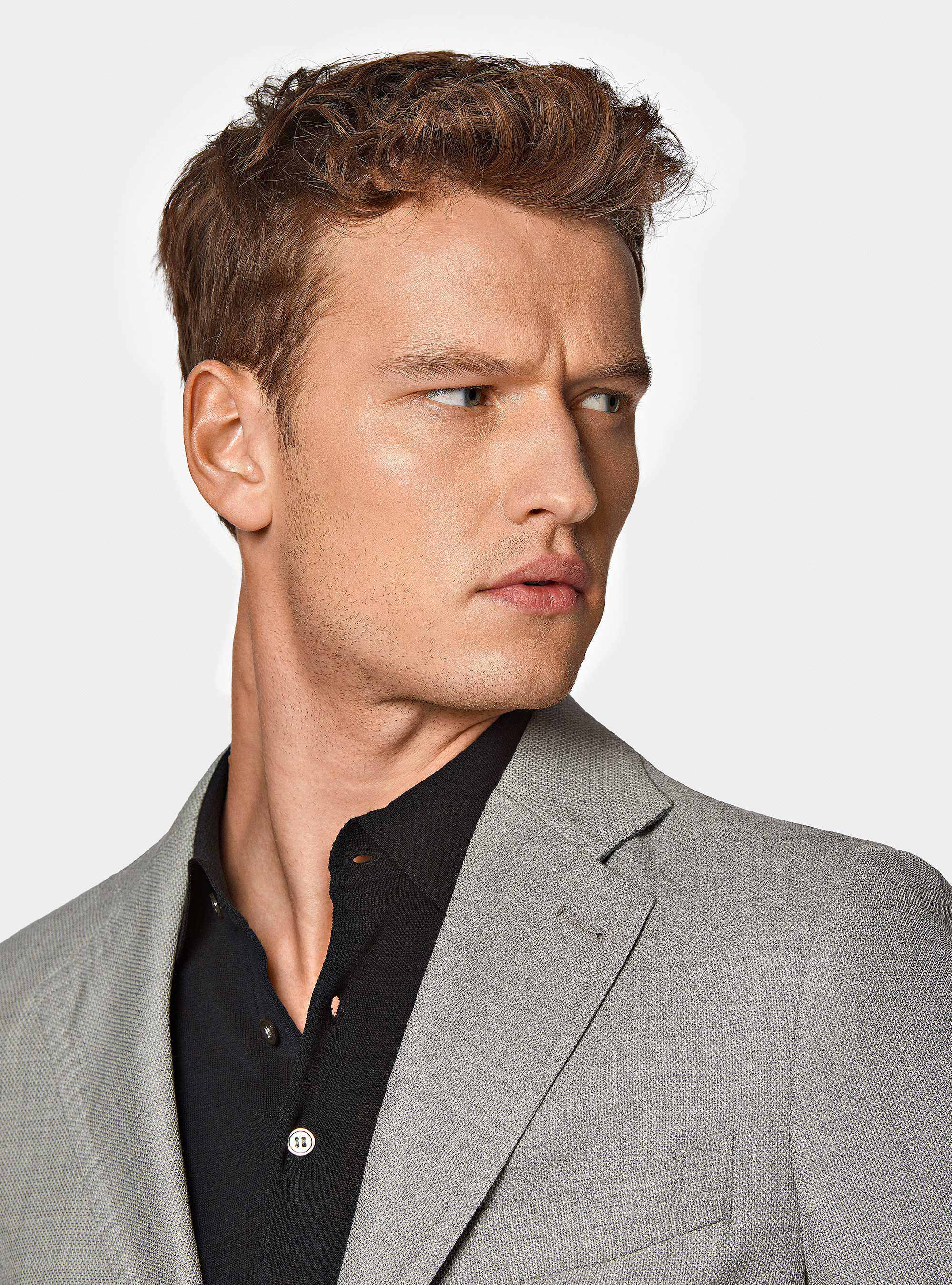 Micro-textured pure wool blazer, GREY