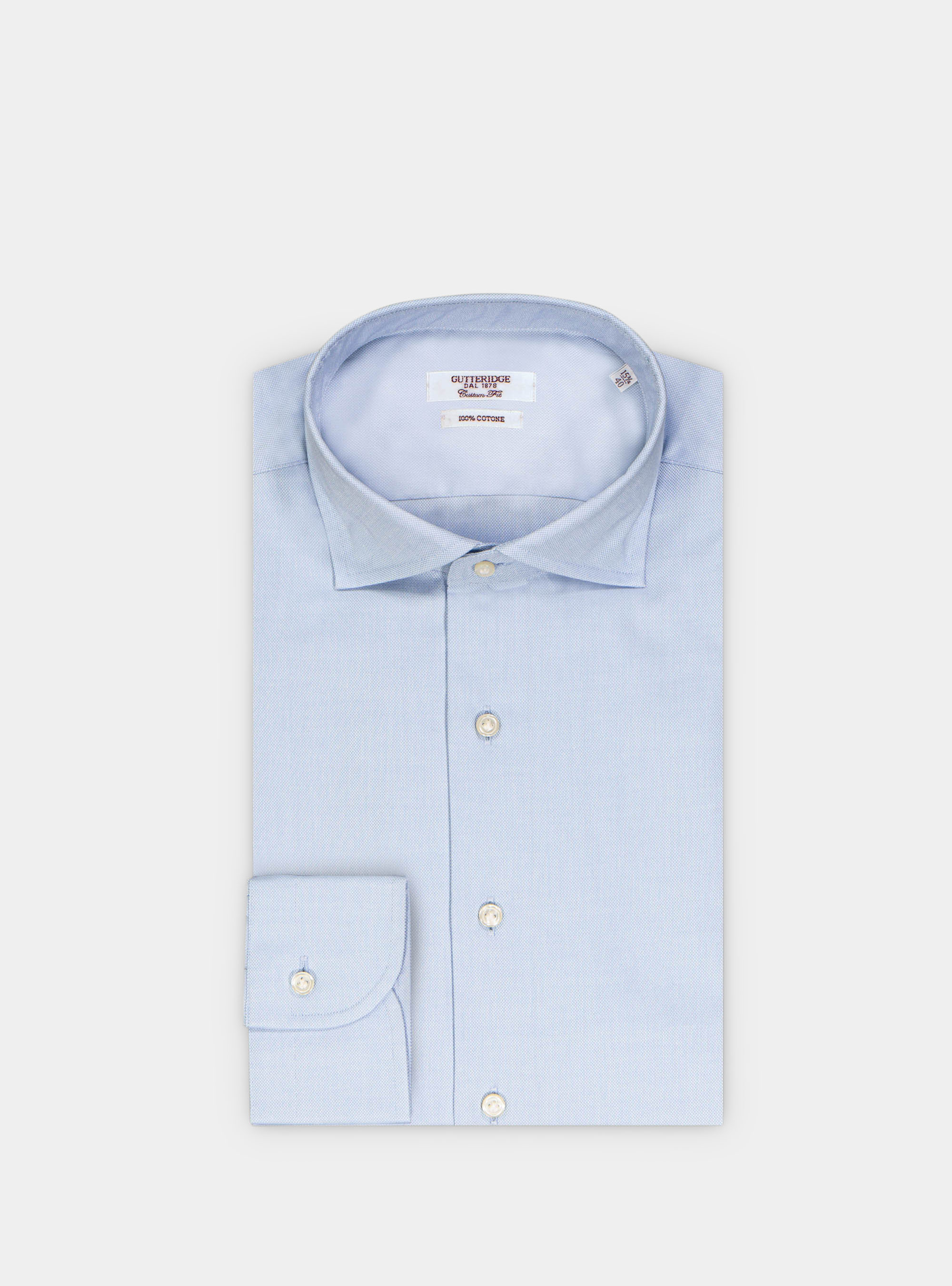 Camicia comfort fit classica in cotone operato, AZZURRO