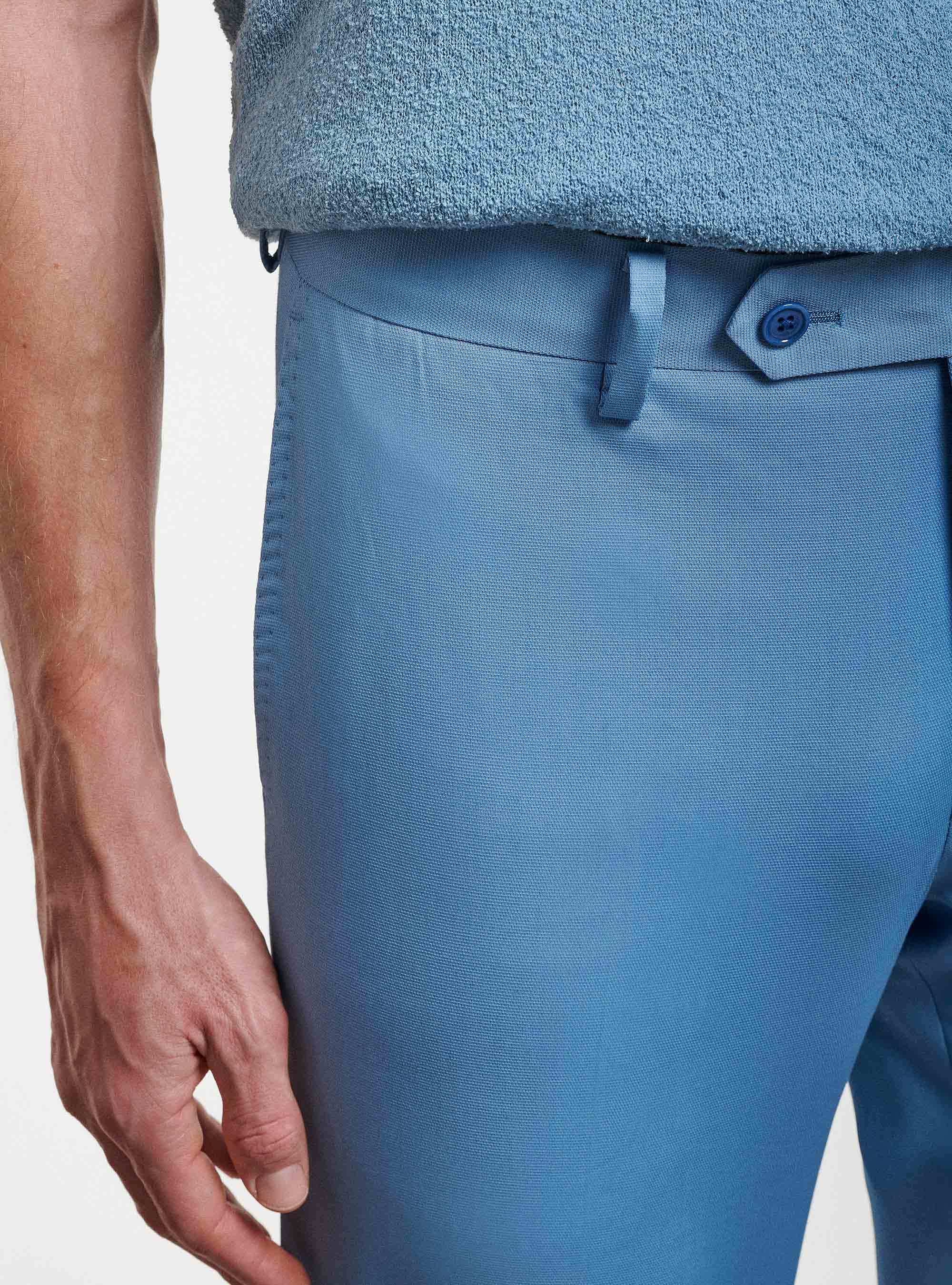 Pantaloni per abito in cotone armaturato, AZZURRO