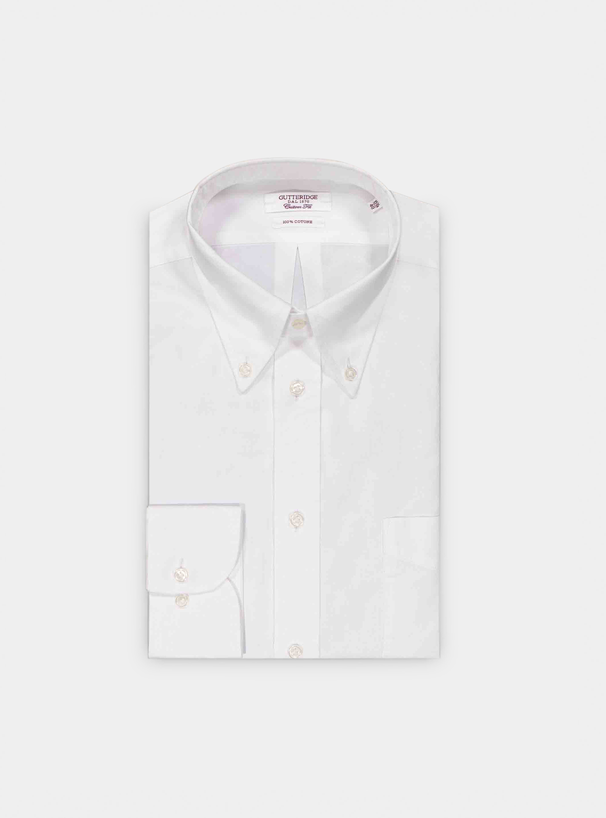 Gutteridge - Camicia custom collo button down in oxford, Unisex, Bianco, Taglia: 38