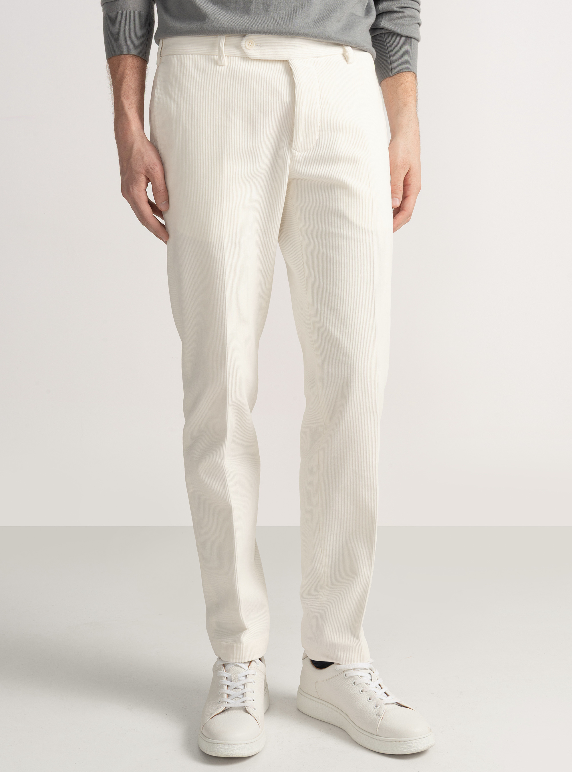 Pantaloni in velluto, BIANCO