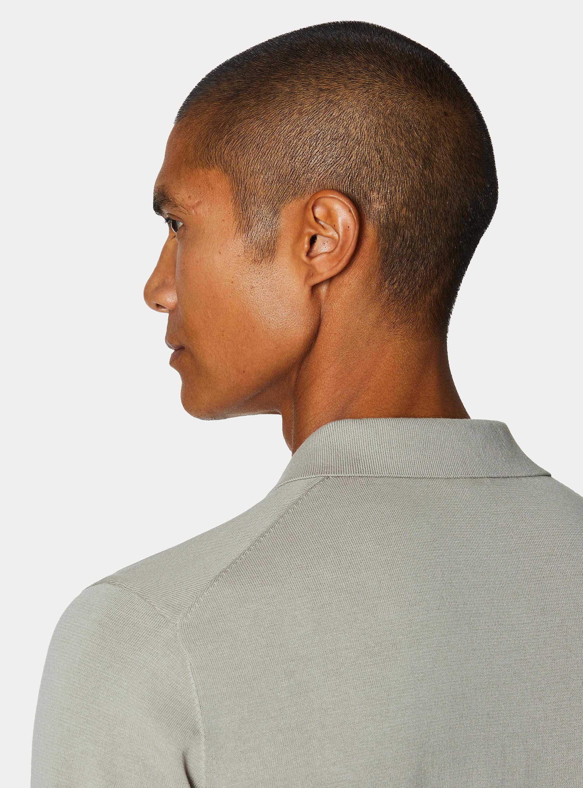 Polo tricot&eacute; sans boutons en coton extra-fin, SABLE