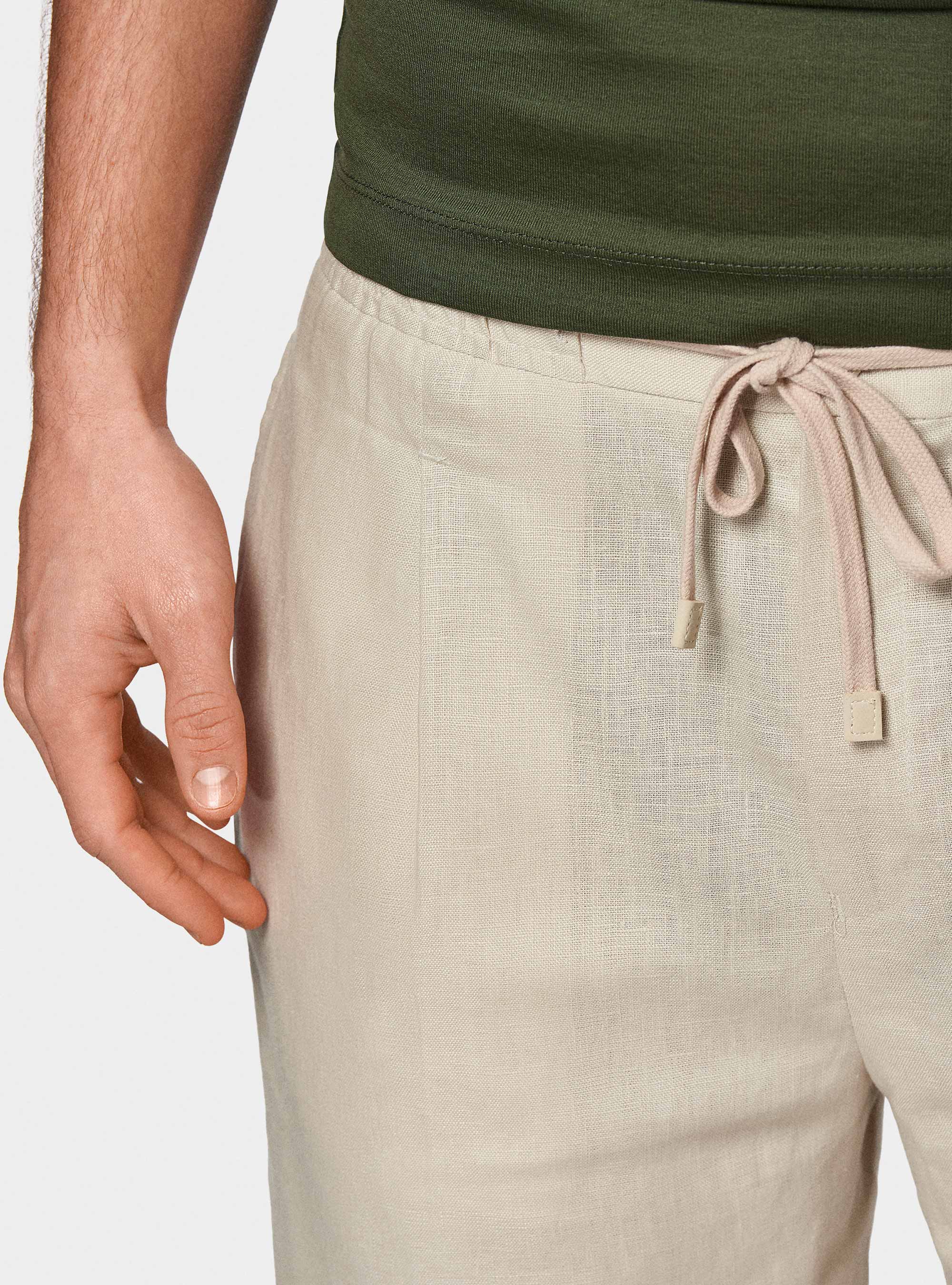 Pure linen bermuda shorts with elastic band, ECRU