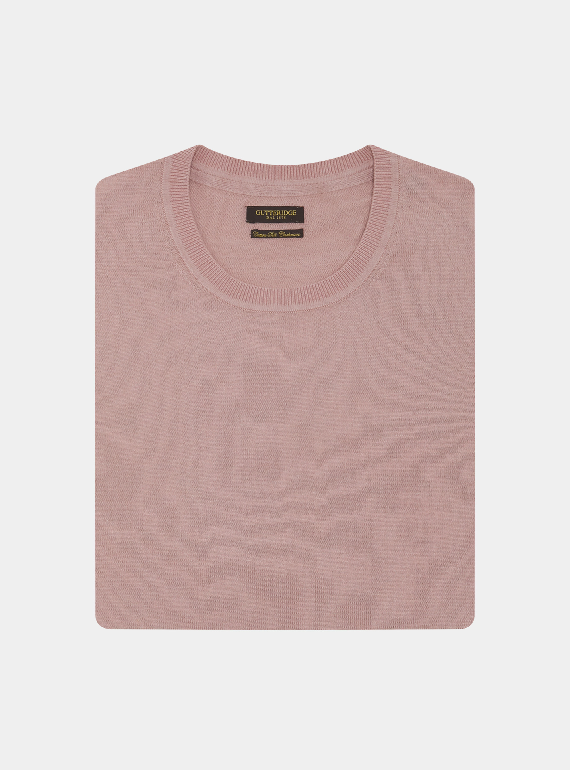 Maglia girocollo in cotone seta e cashmere, 0441C ROSA SCURO