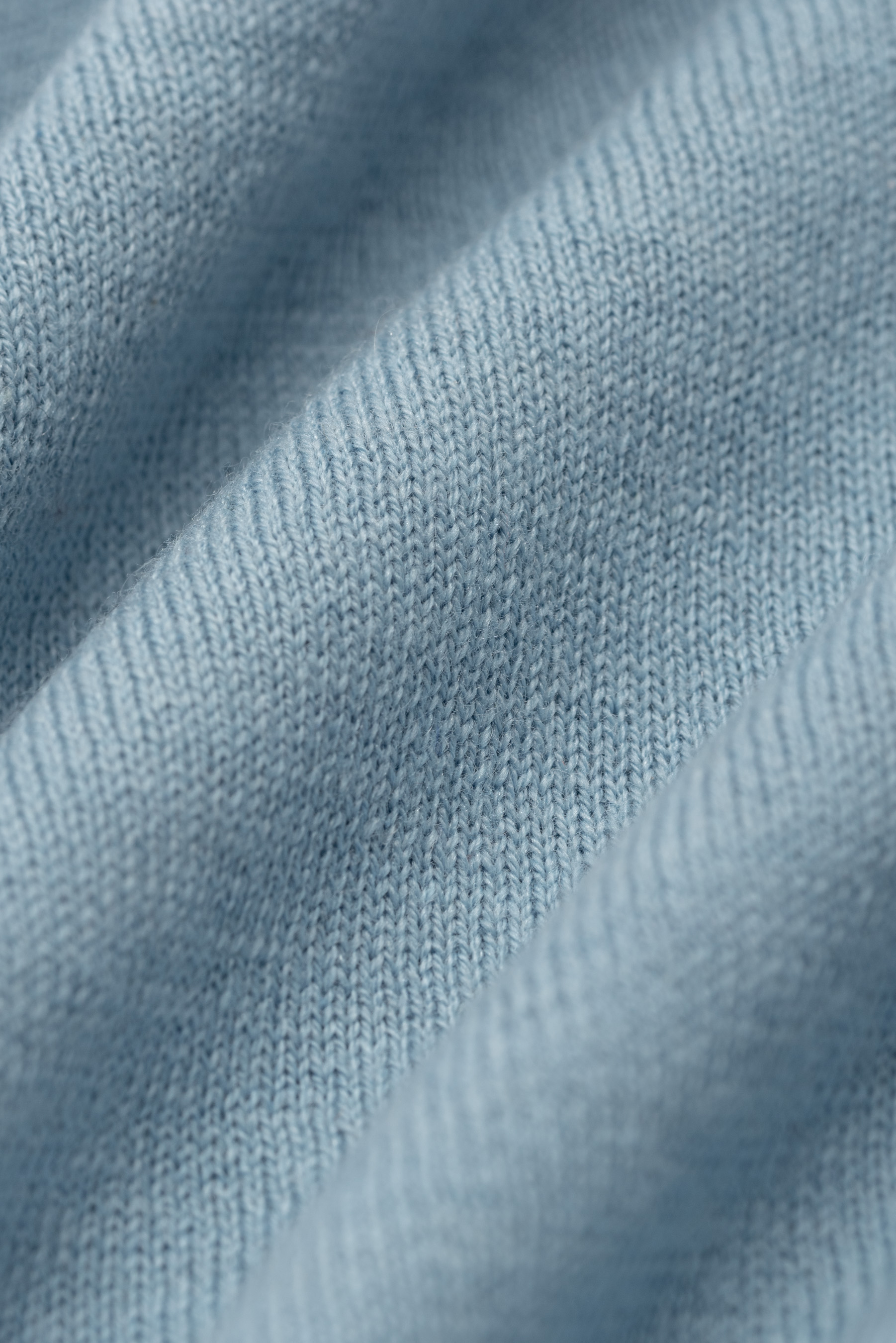 Jersey de cuello redondo de algod&oacute;n, seda y cachemira, CELESTE