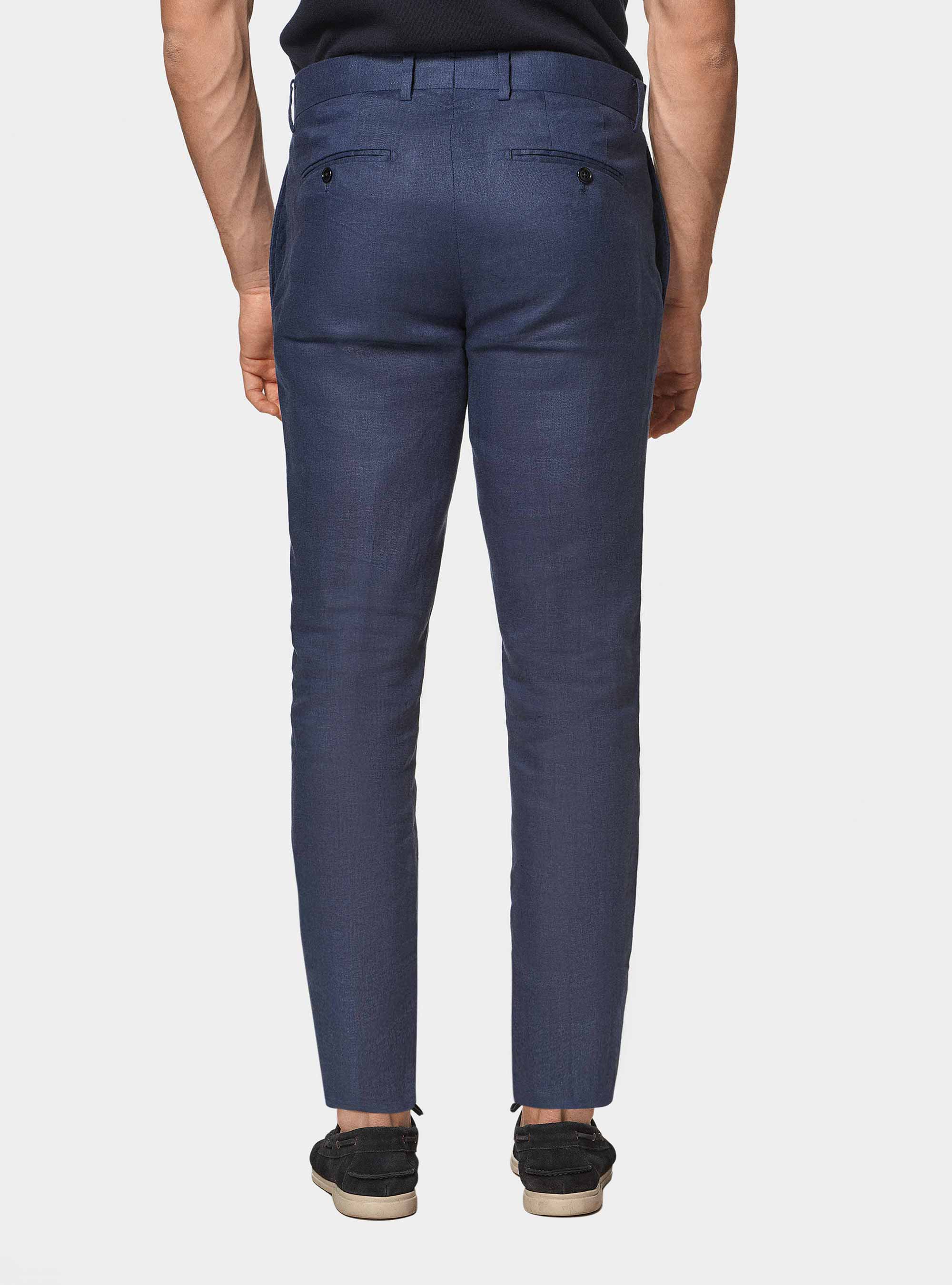 Pantaloni abito in puro lino, BLU