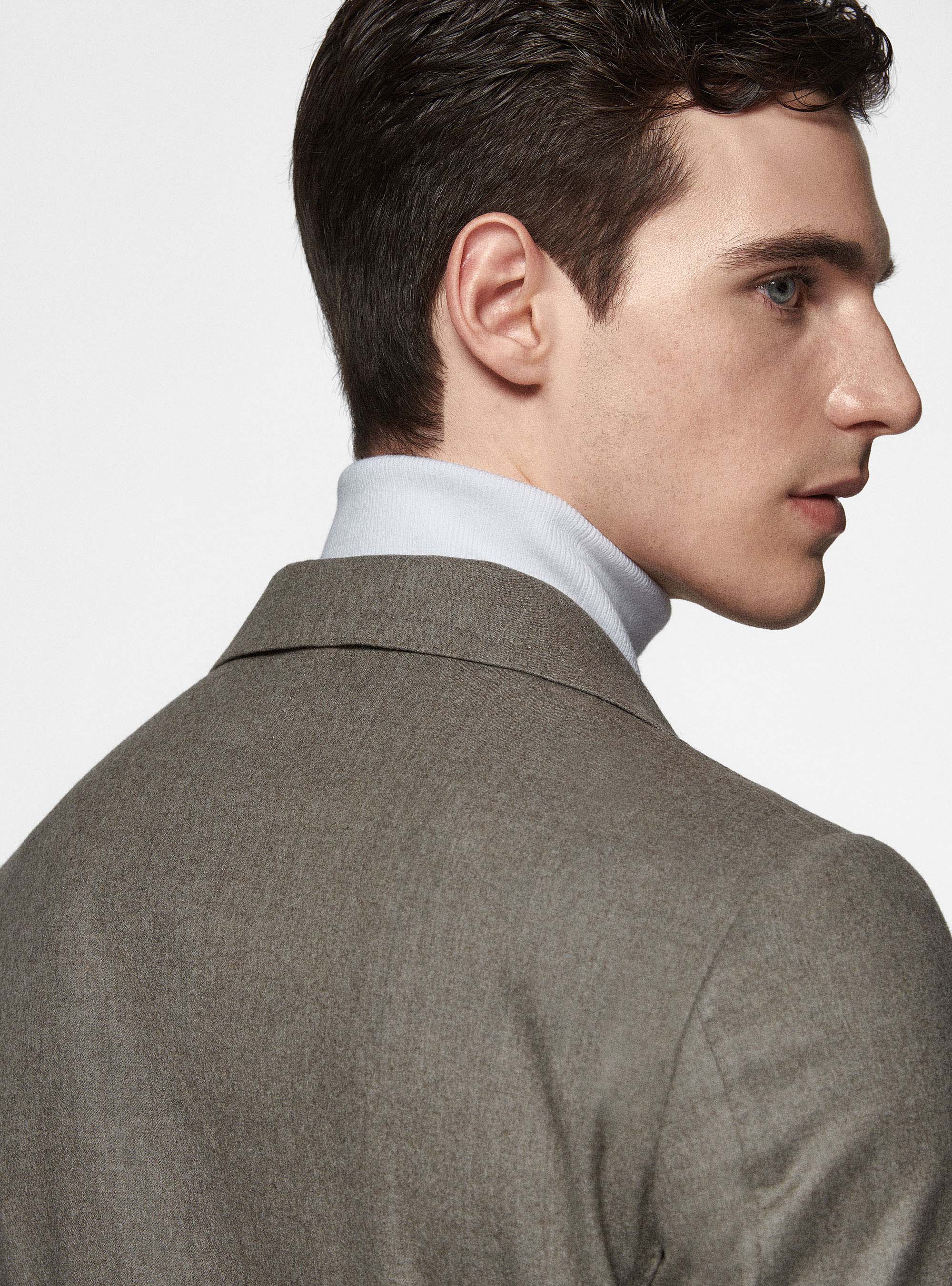 Giacca doppiopetto in flanella Vitale Barberis Canonico, SABBIA