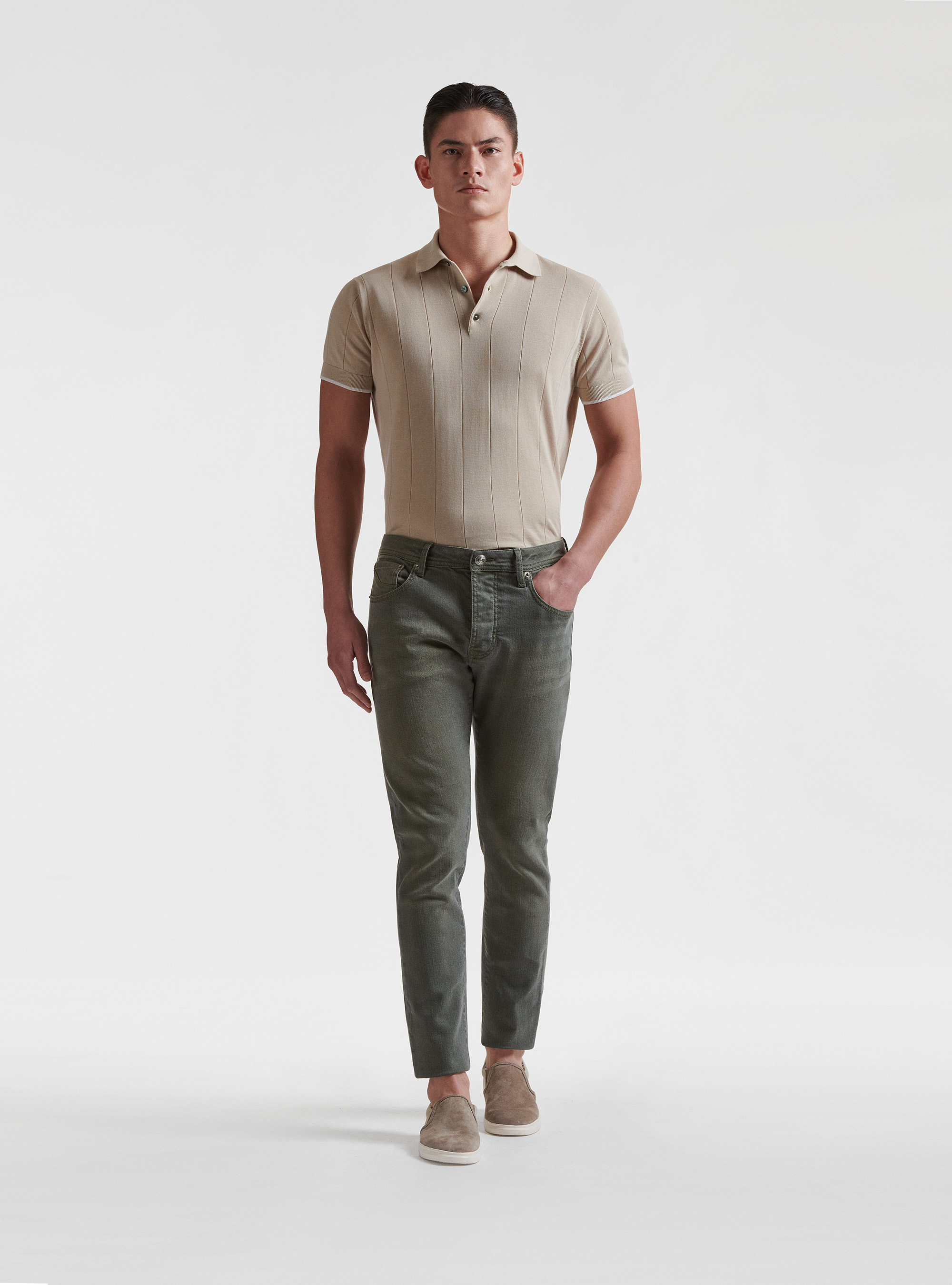 Jeans color&eacute;s teints en fil, SALVIA 0602C