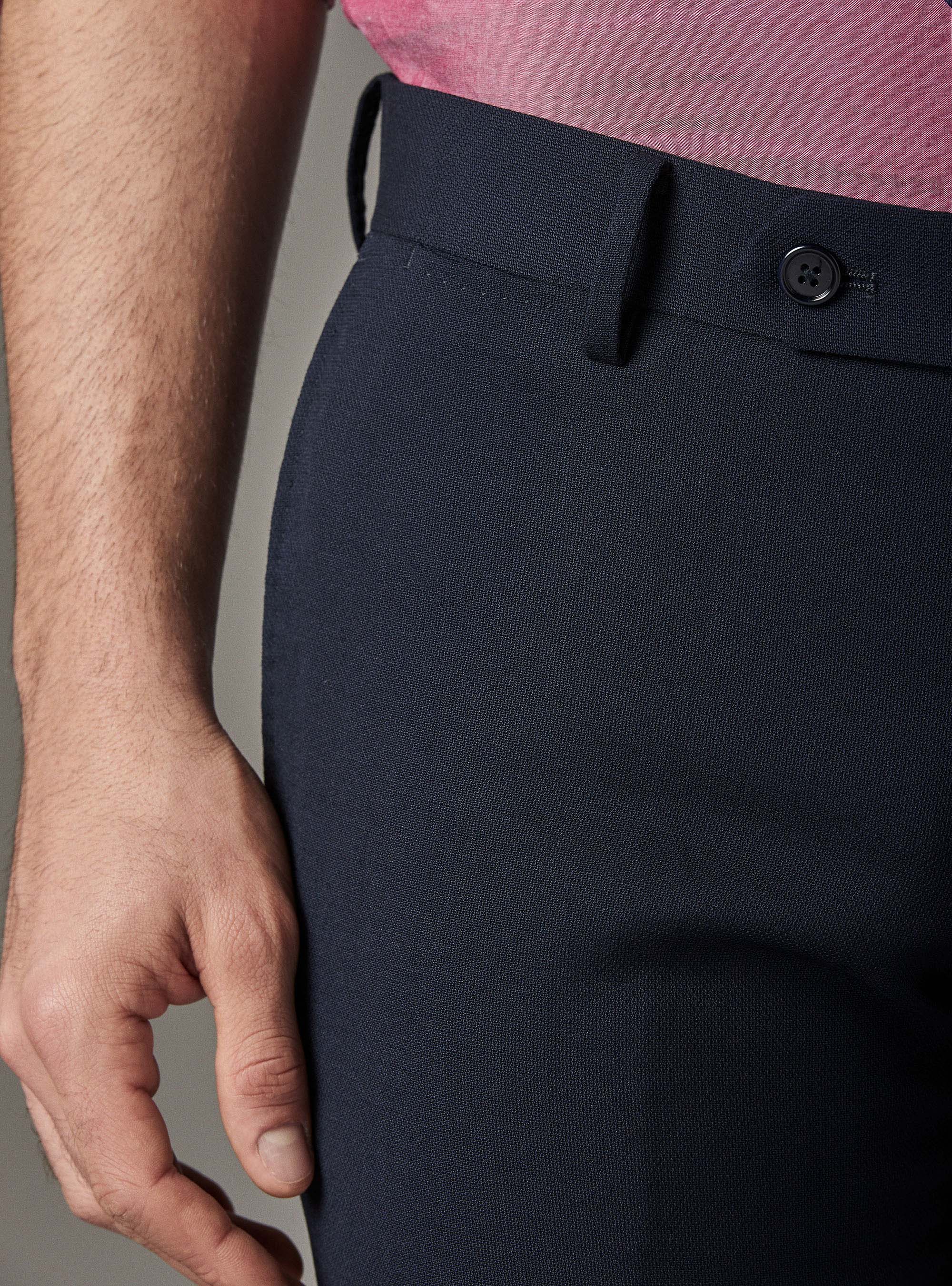 Pantaloni da abito micro texture, BLU NAVY