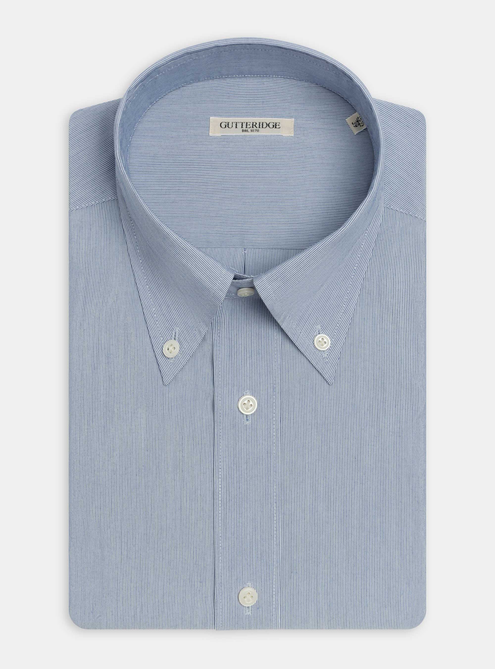 Camicia collo button down in misto cotone Ecomade, BLU