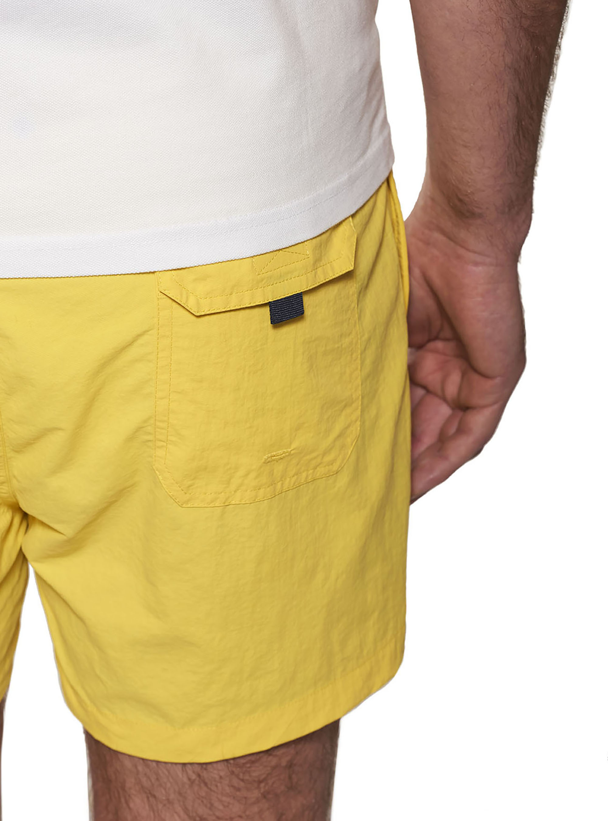 Basic plain colour swimsuit with embroidery, YELLOW