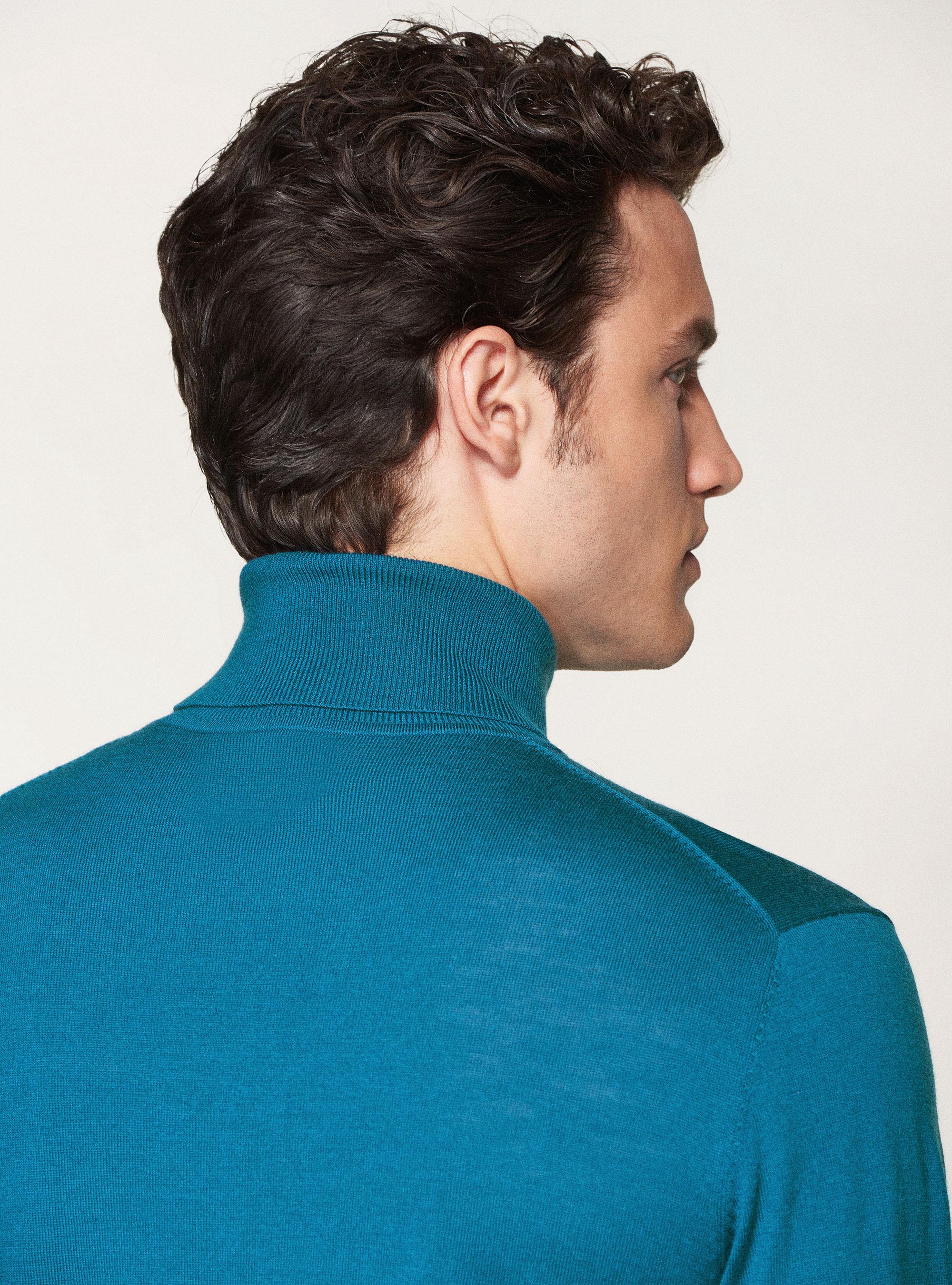 Dolcevita in pura lana merino extrafine, PETROLIO