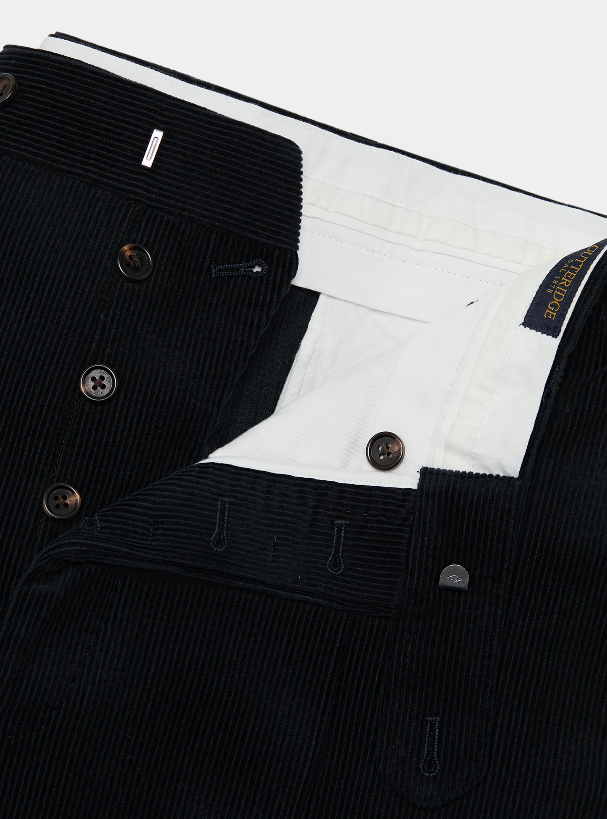 Corduroy trousers with elasticated waistband, NAVY BLUE