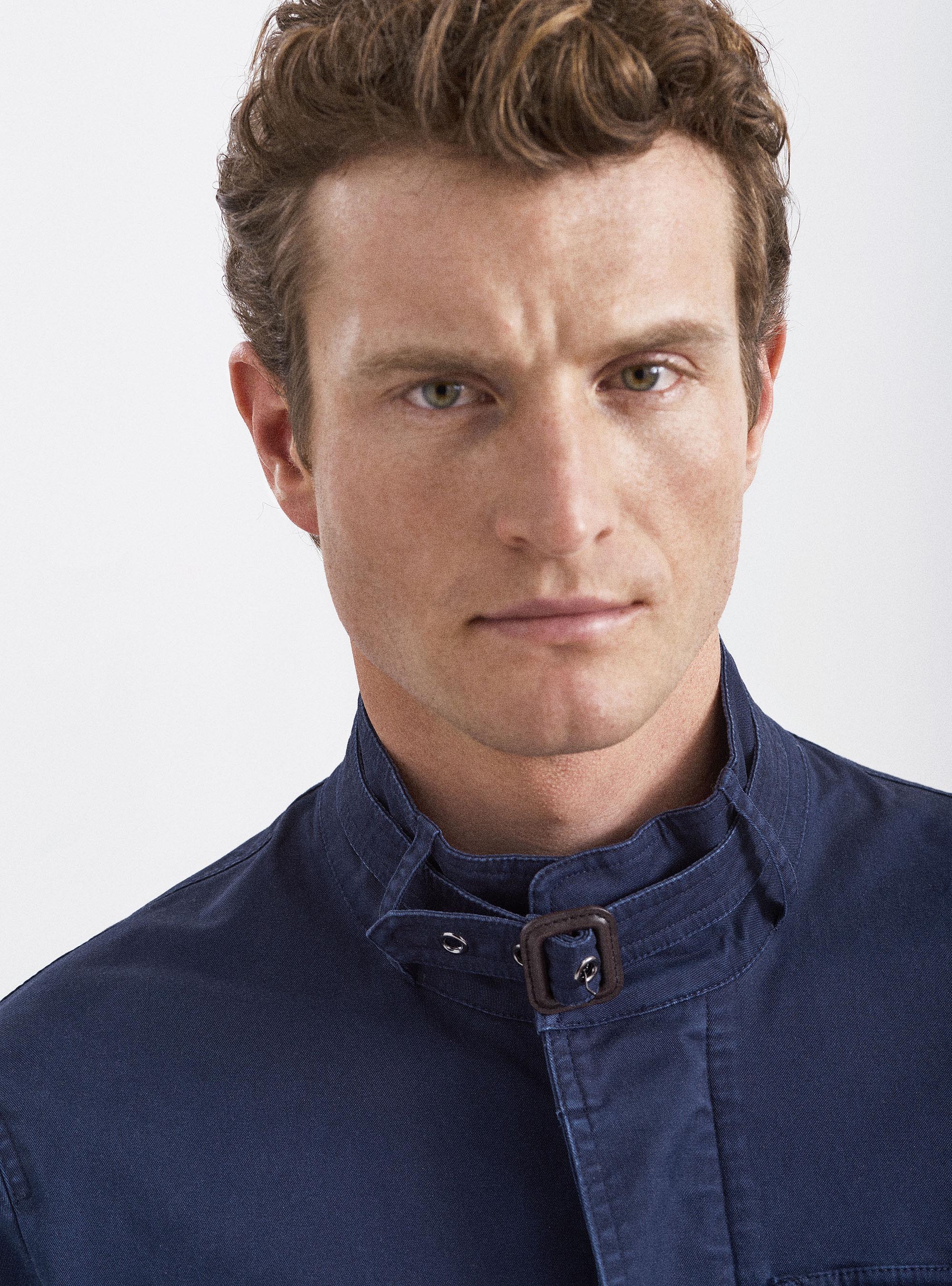 Field jacket in twill di cotone stretch, BLU NAVY