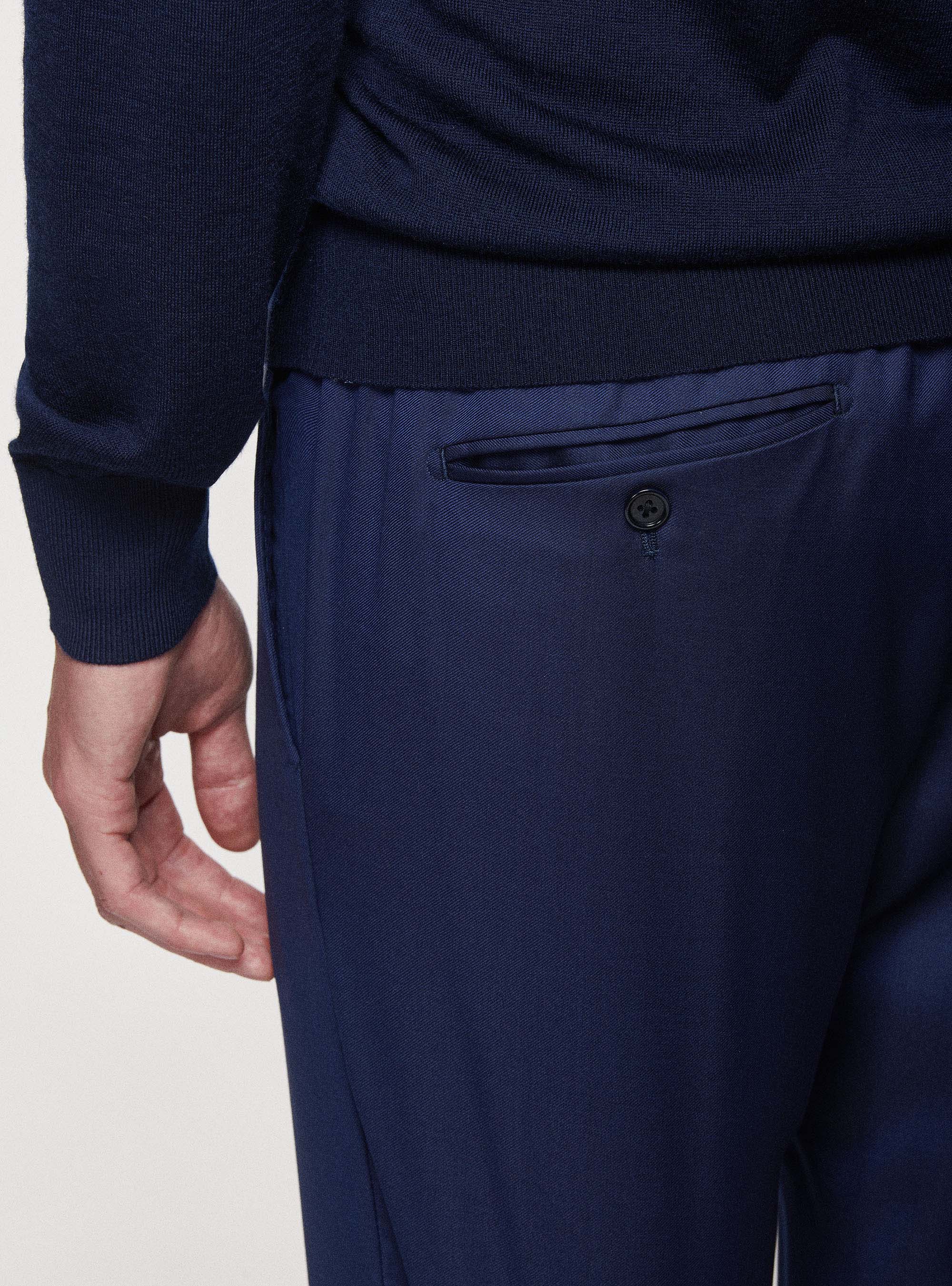 Pantaloni con coulisse in pura lana, BASALTO