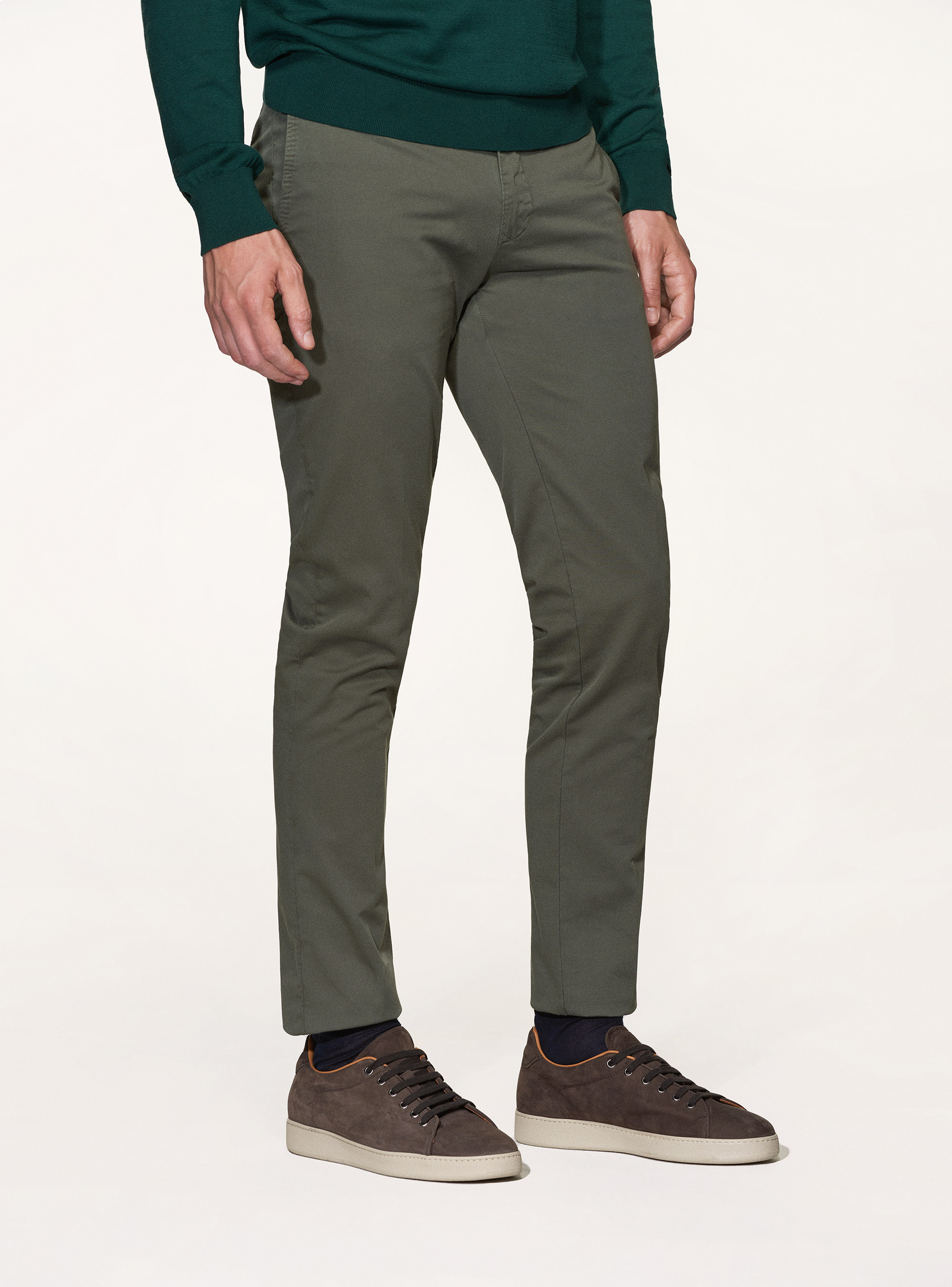 Gutteridge - Pantaloni chino in twill di cotone stretch, Unisex, Militare 0609c, Taglia: 50