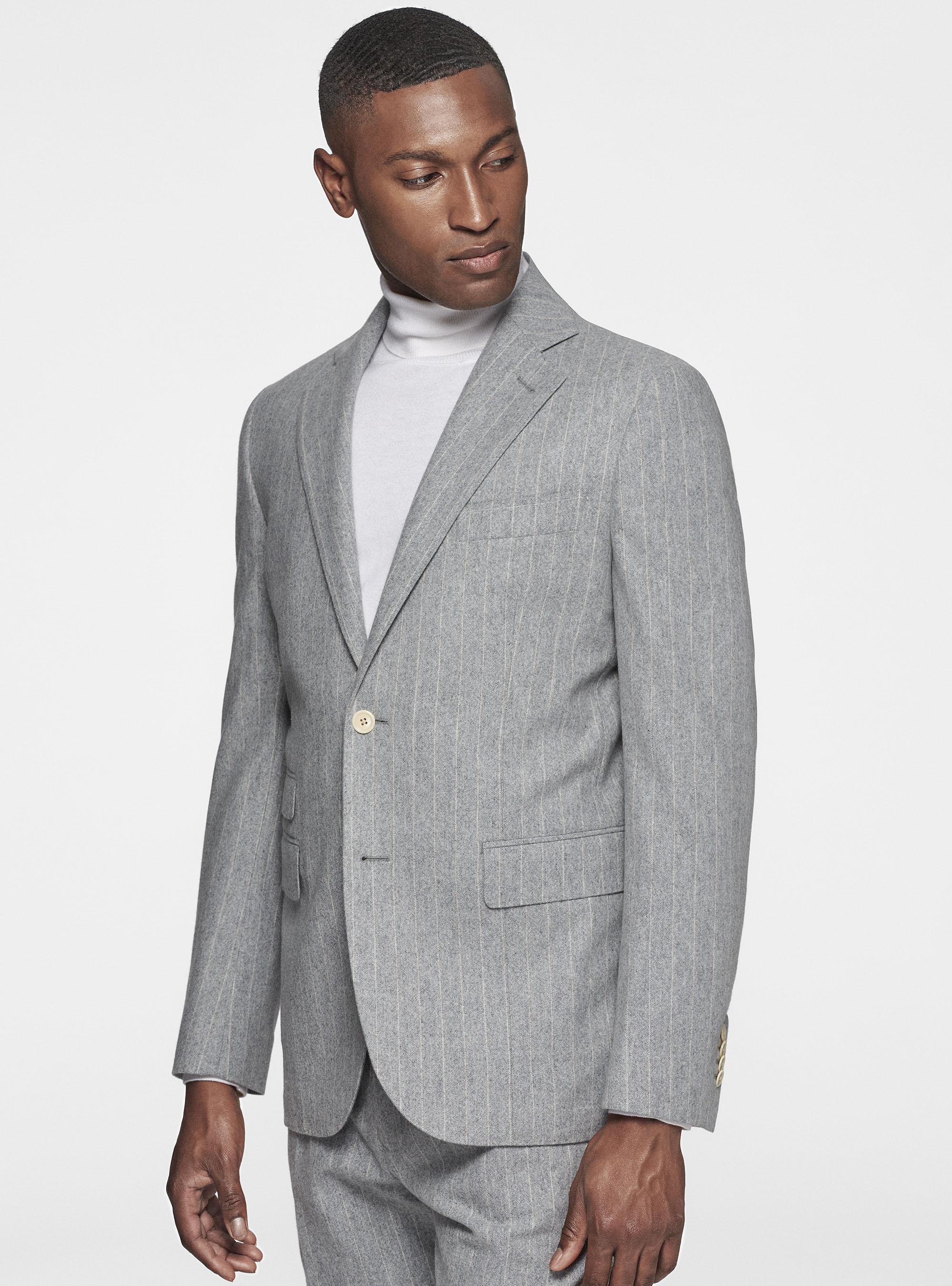 Giacca in flanella gessata, GRIGIO CHIARO MELANGE