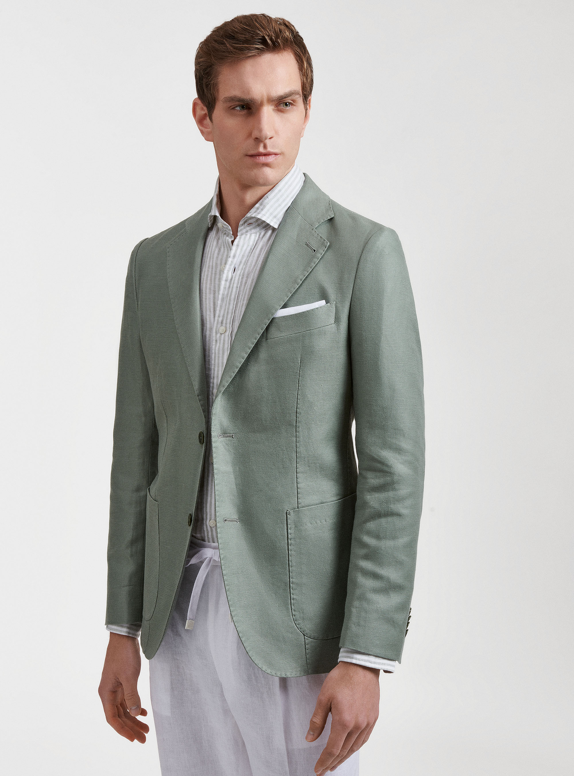 Gutteridge - Giacca in lino e cotone, Unisex, Salvia 0602c, Taglia: 46