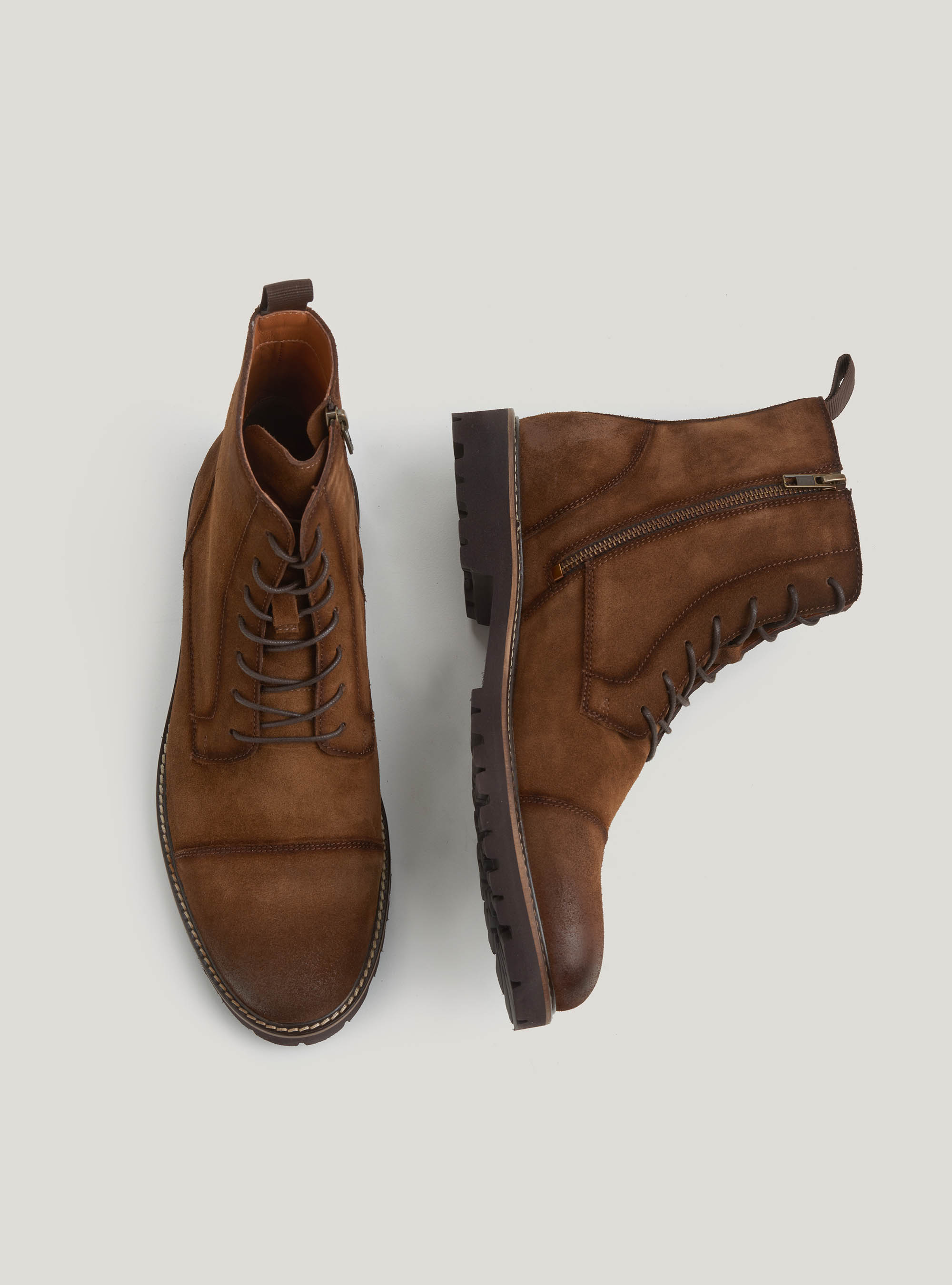 Stivaletti in pelle scamosciata, TABACCO