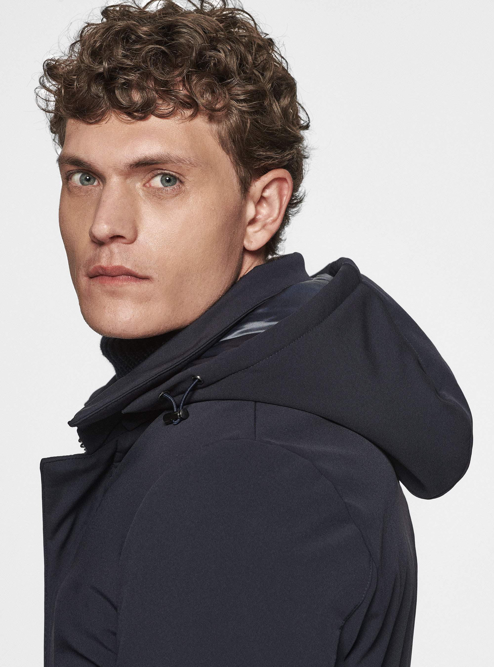 Parka tecnico con cappuccio, BLU NAVY