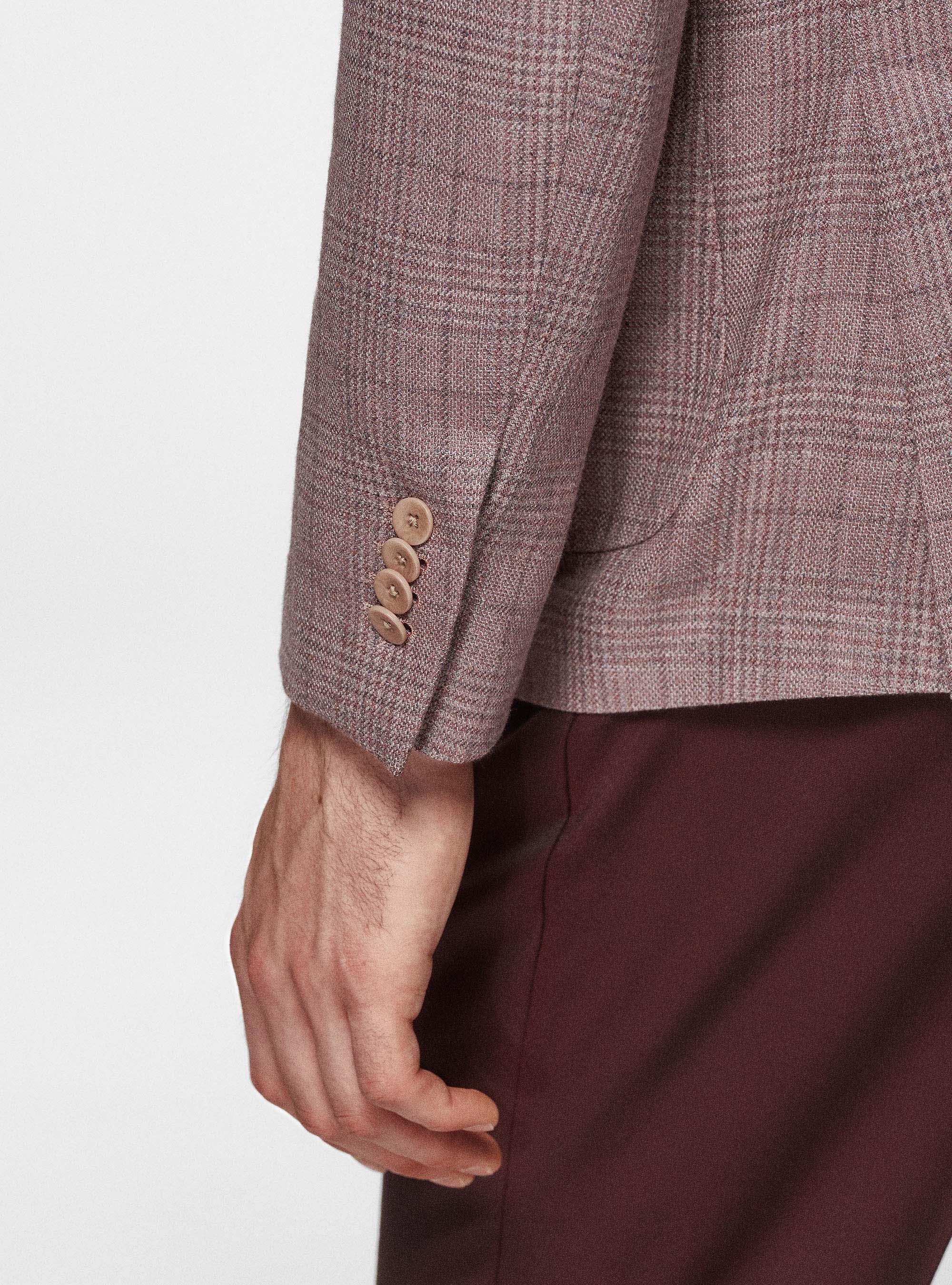 Giacca fantasia in seta e lana Lanificio di Pray, 0441C ROSA SCURO