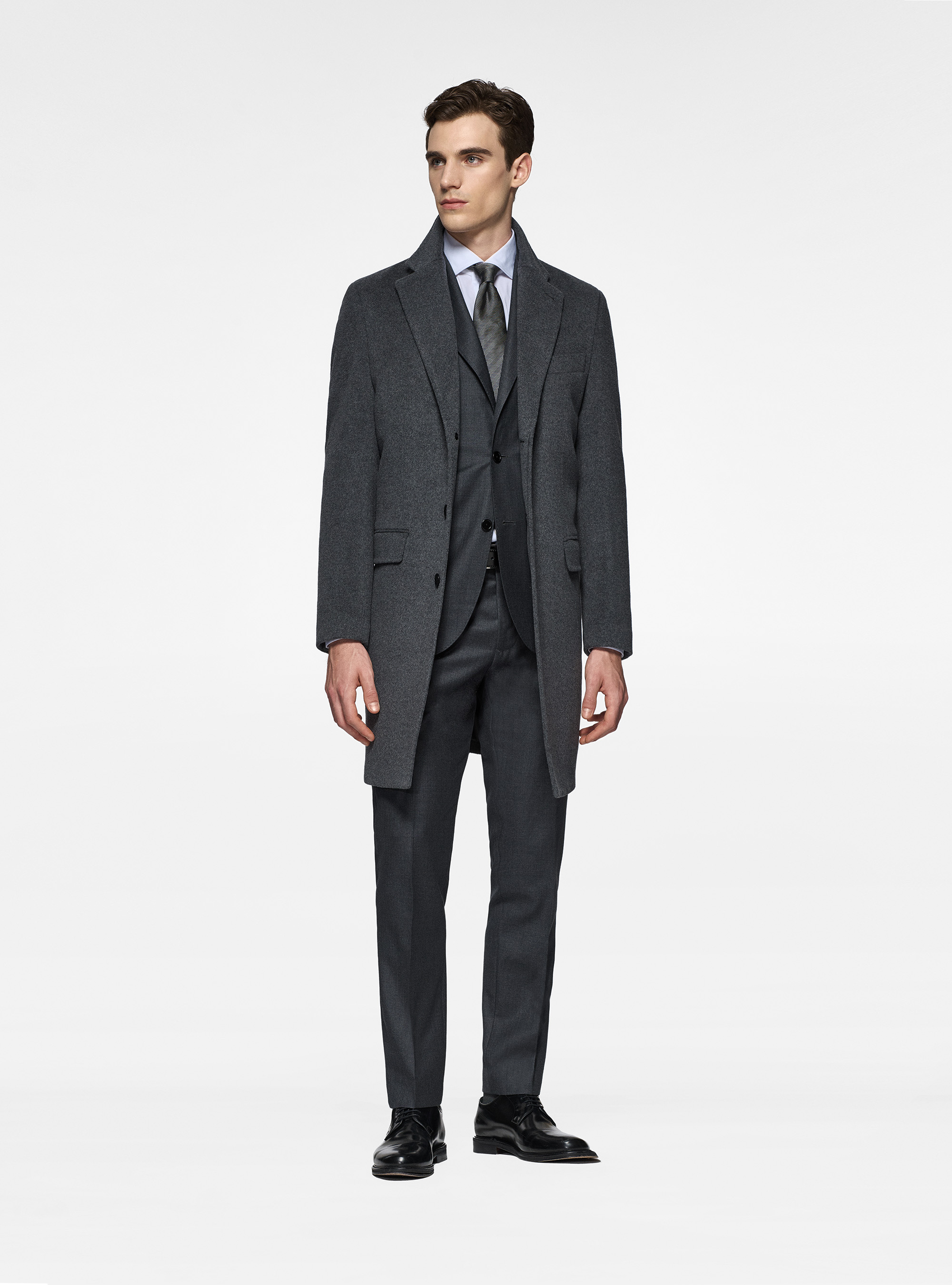 Cappotto in lana e cashmere, ASFALTO