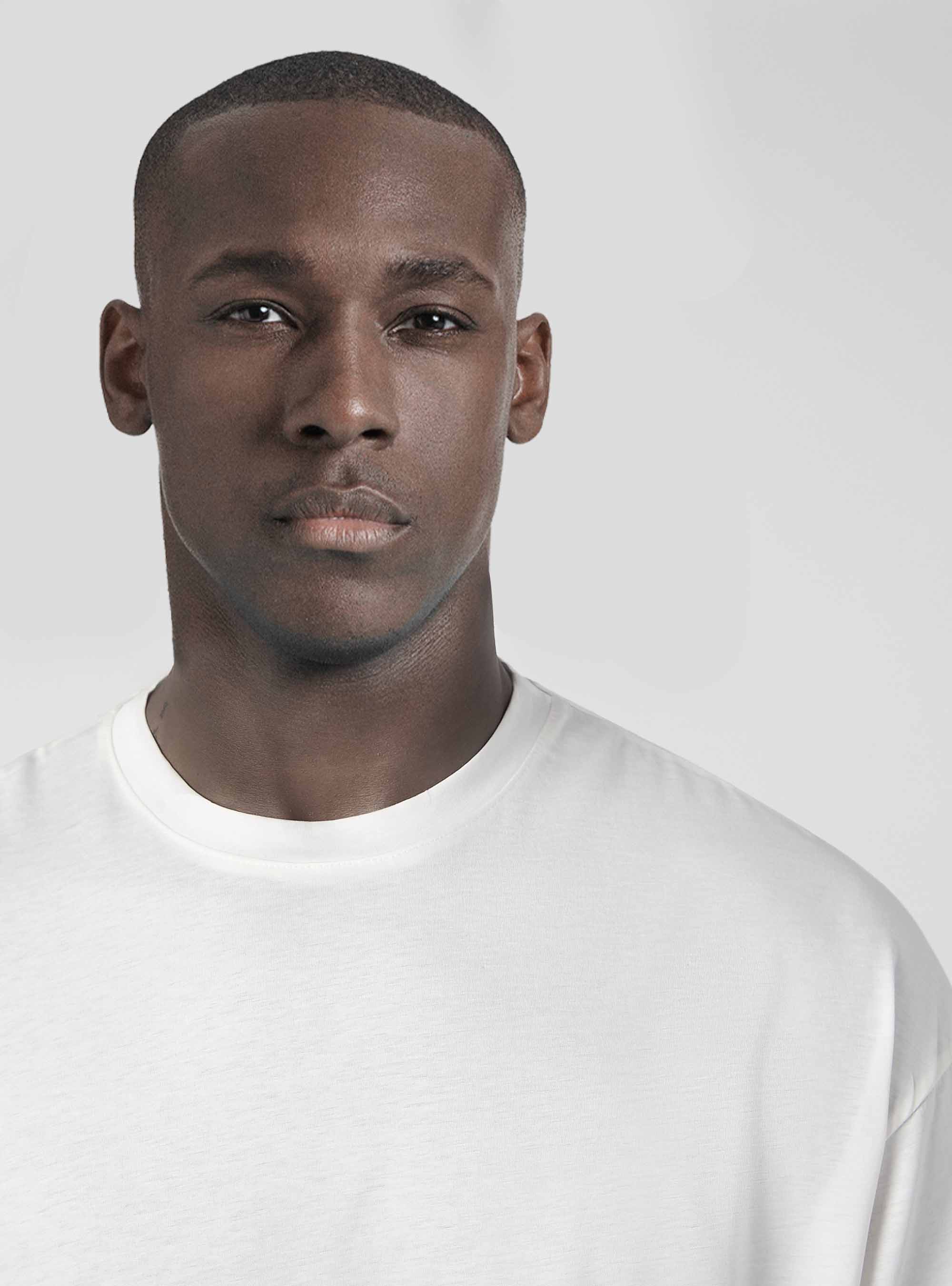 T-shirt boxy fit in misto cotone, BIANCO