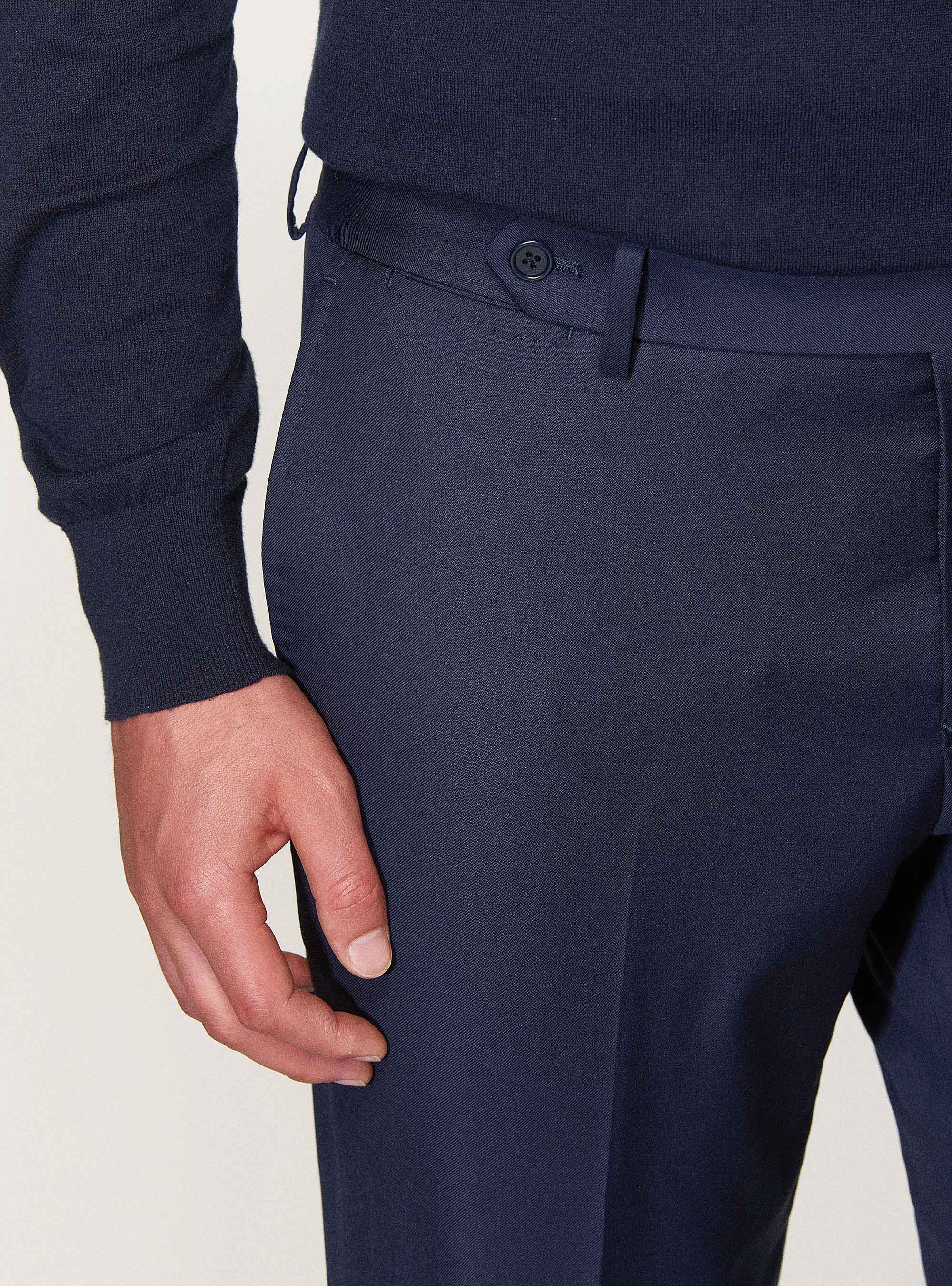 Suit trousers in pure superfine wool 110's Vitale Barberis Canonico, NAVY BLUE
