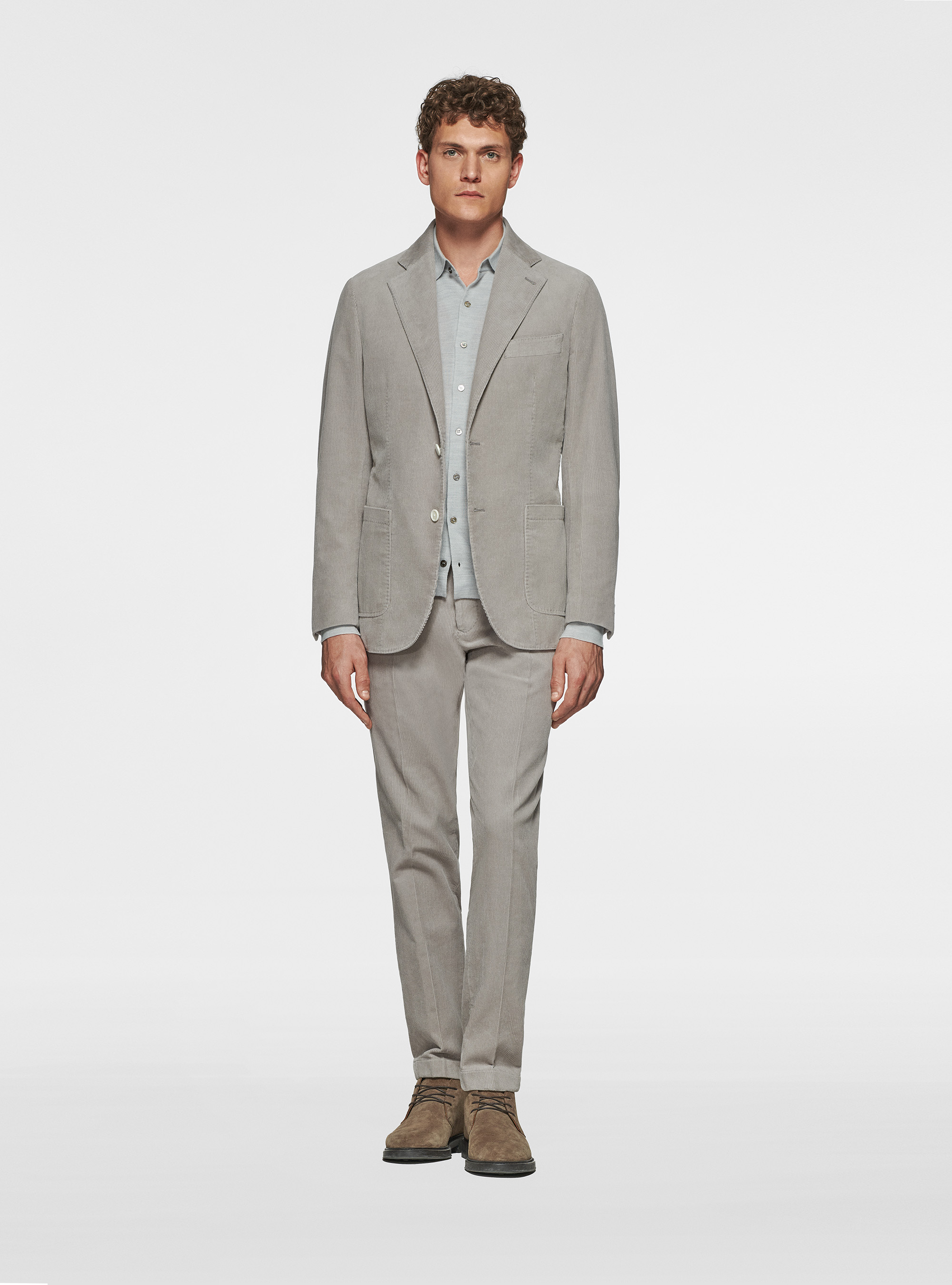 Giacca in velluto, GRIGIO CHIARO 0256C