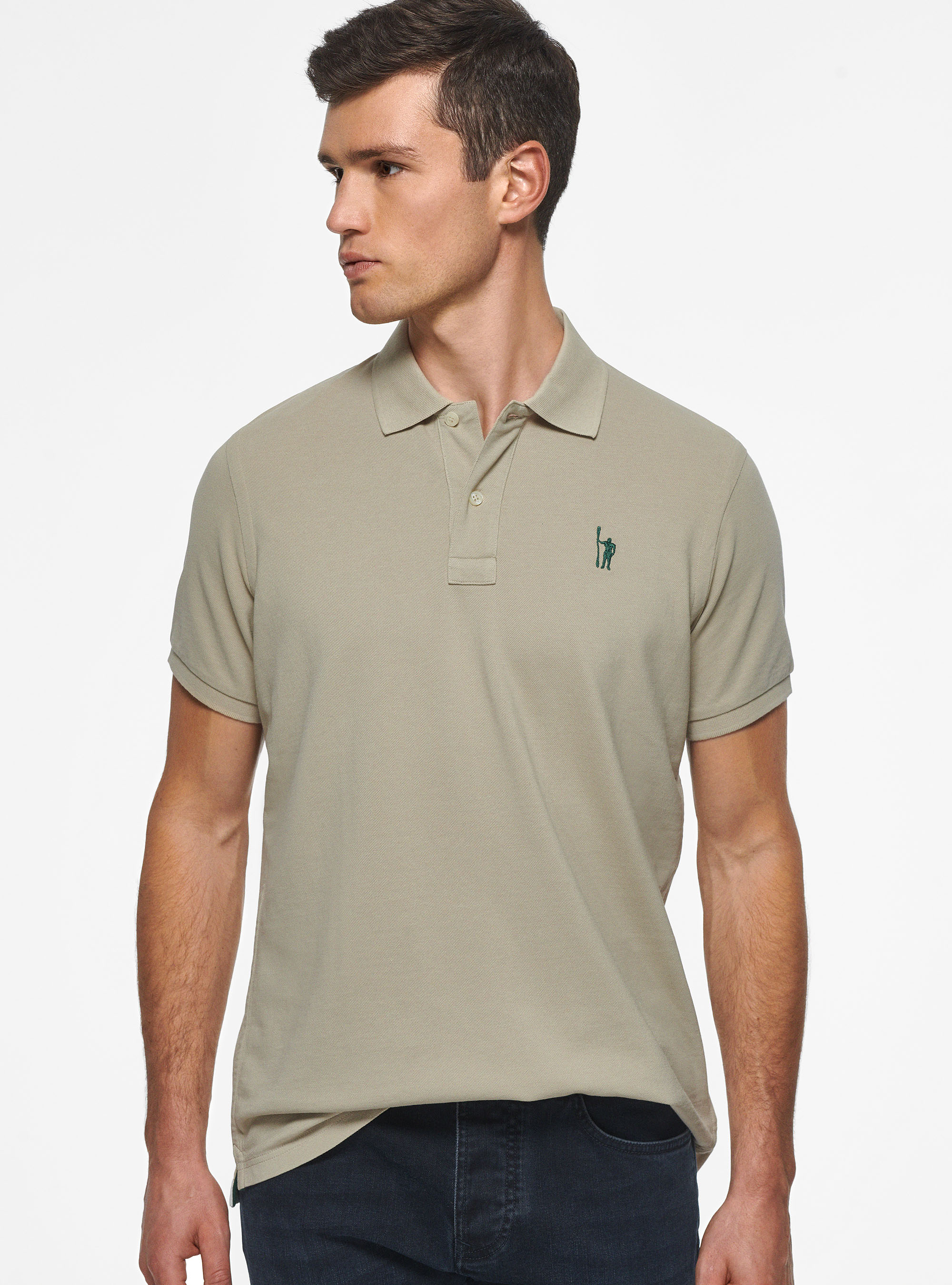 Piqu&eacute; polo shirt with embroidery, ECRU
