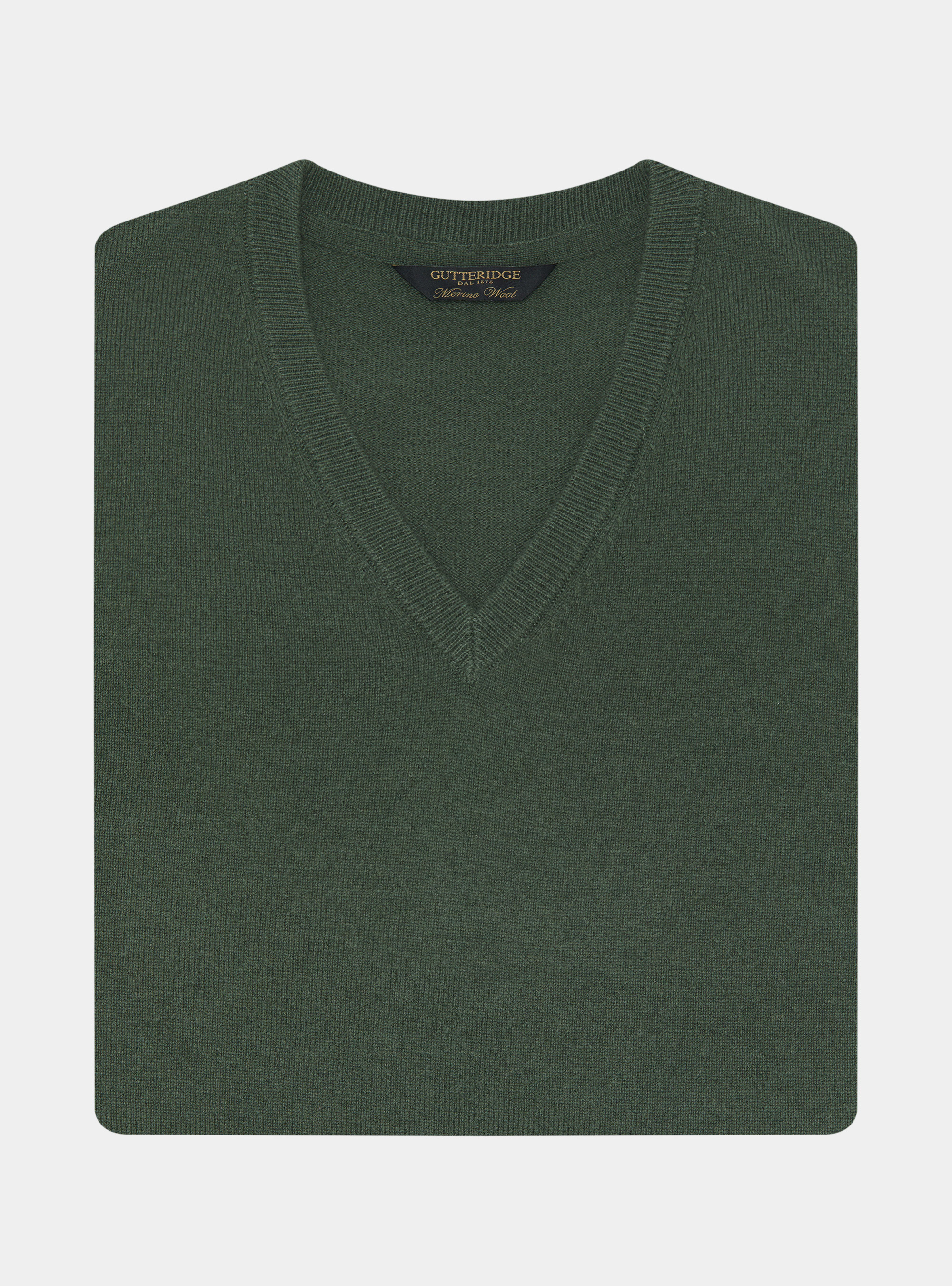 Maglia scollo a V in lana merino, MILITARE 0609C