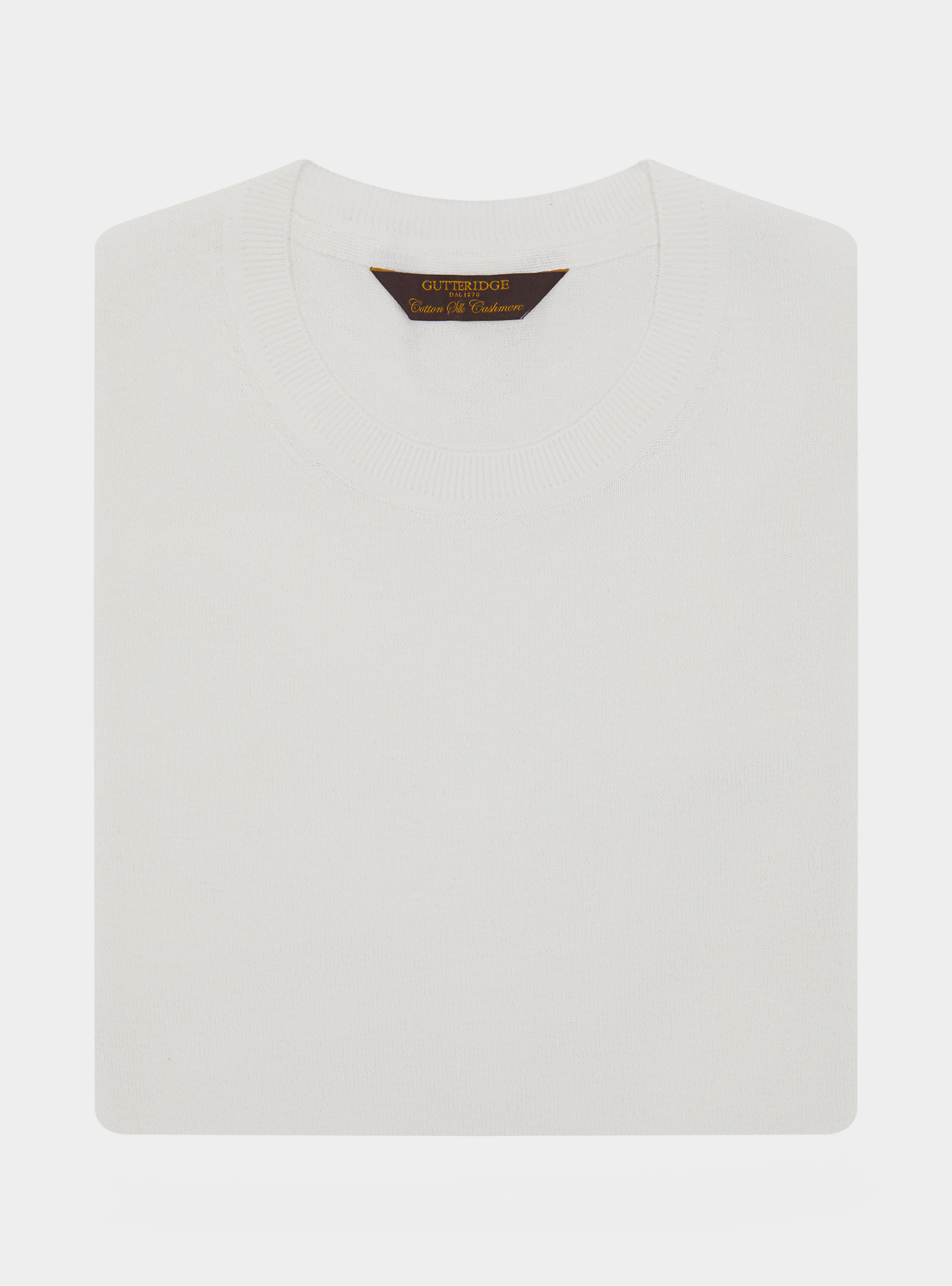 Round-neck sweater in cotton silk and cashmere, WHITE