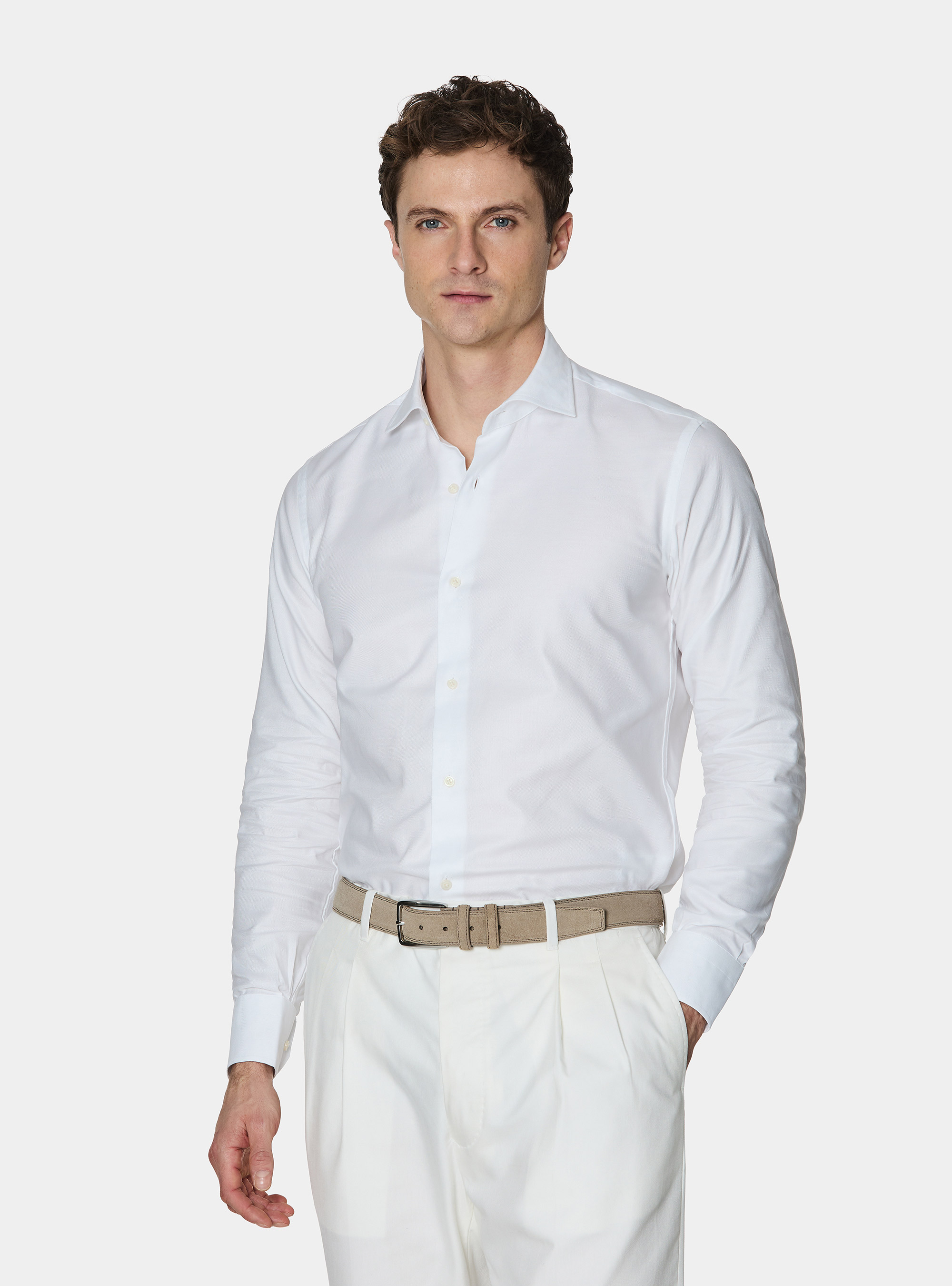 Baumwollhemd fil a fil, BIANCO 0099C